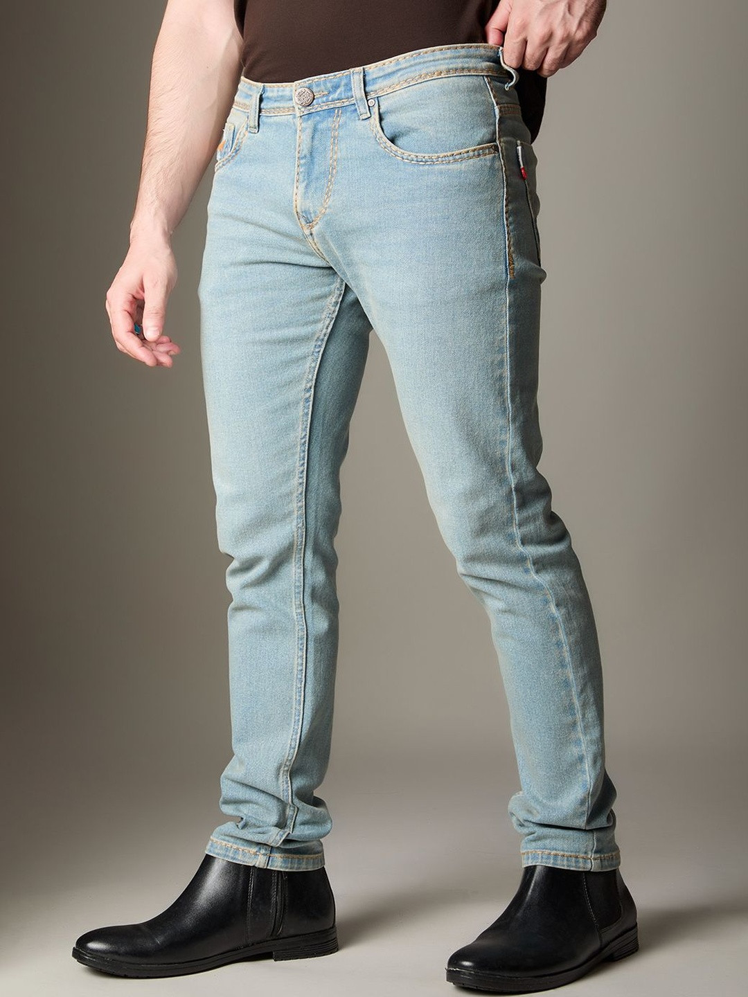 FLYING SHARK Men Jean Regular Fit Low-Rise Light Fade Printed Stretchable Jeans