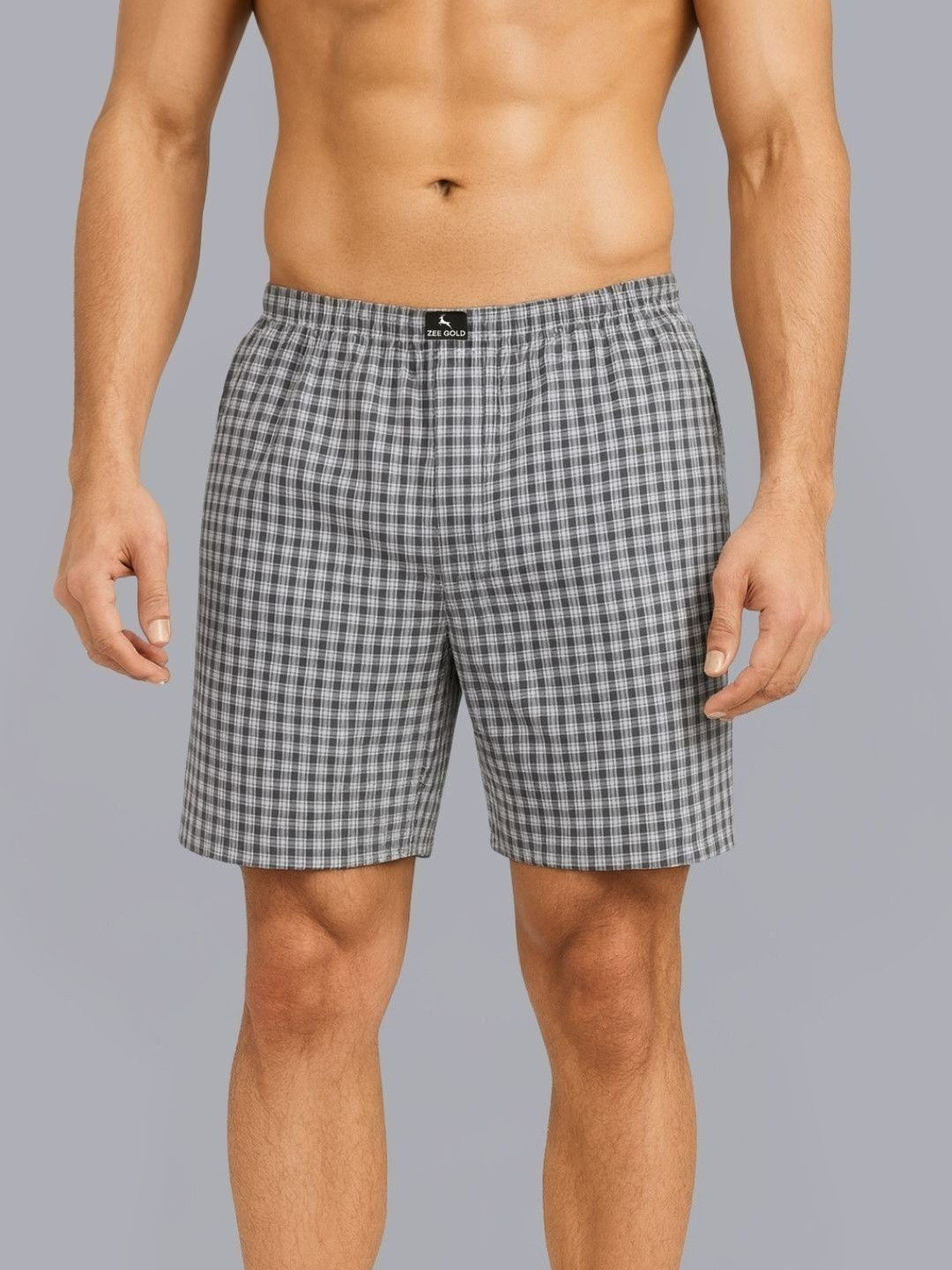 Zee Gold Men Checked Ultra-Light Cotton Boxer Shorts