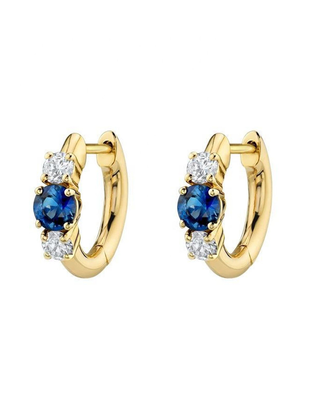 ShopSiiri Prism Glow Gold Plated Blue 925 Silver Hoops