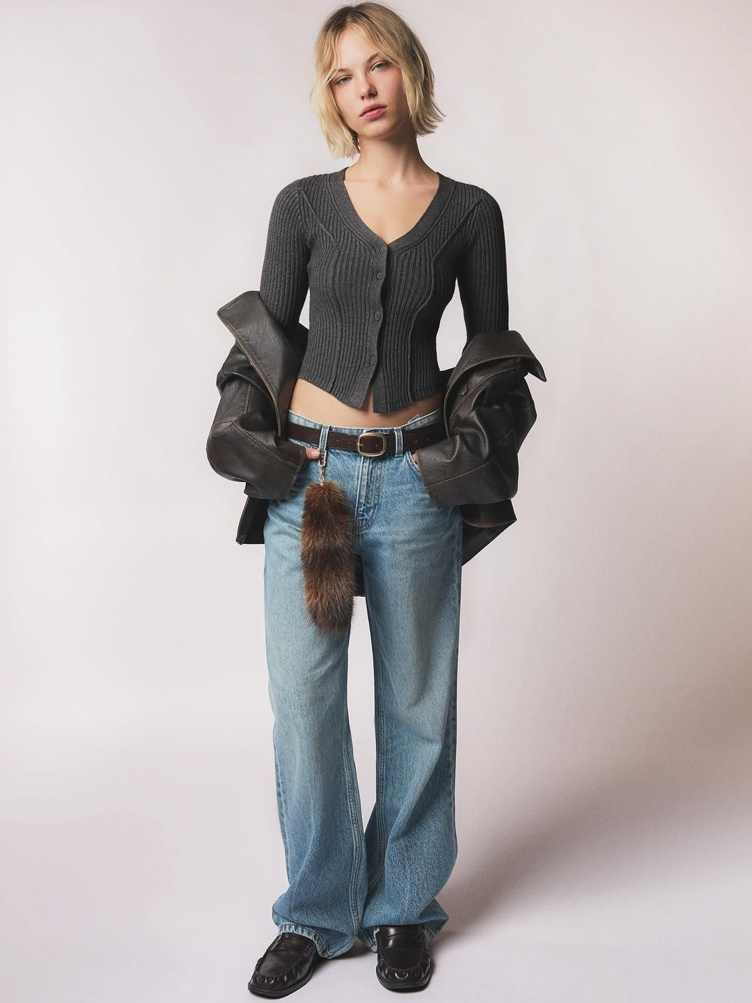 Bershka Women Ribbed cardigan Jacket