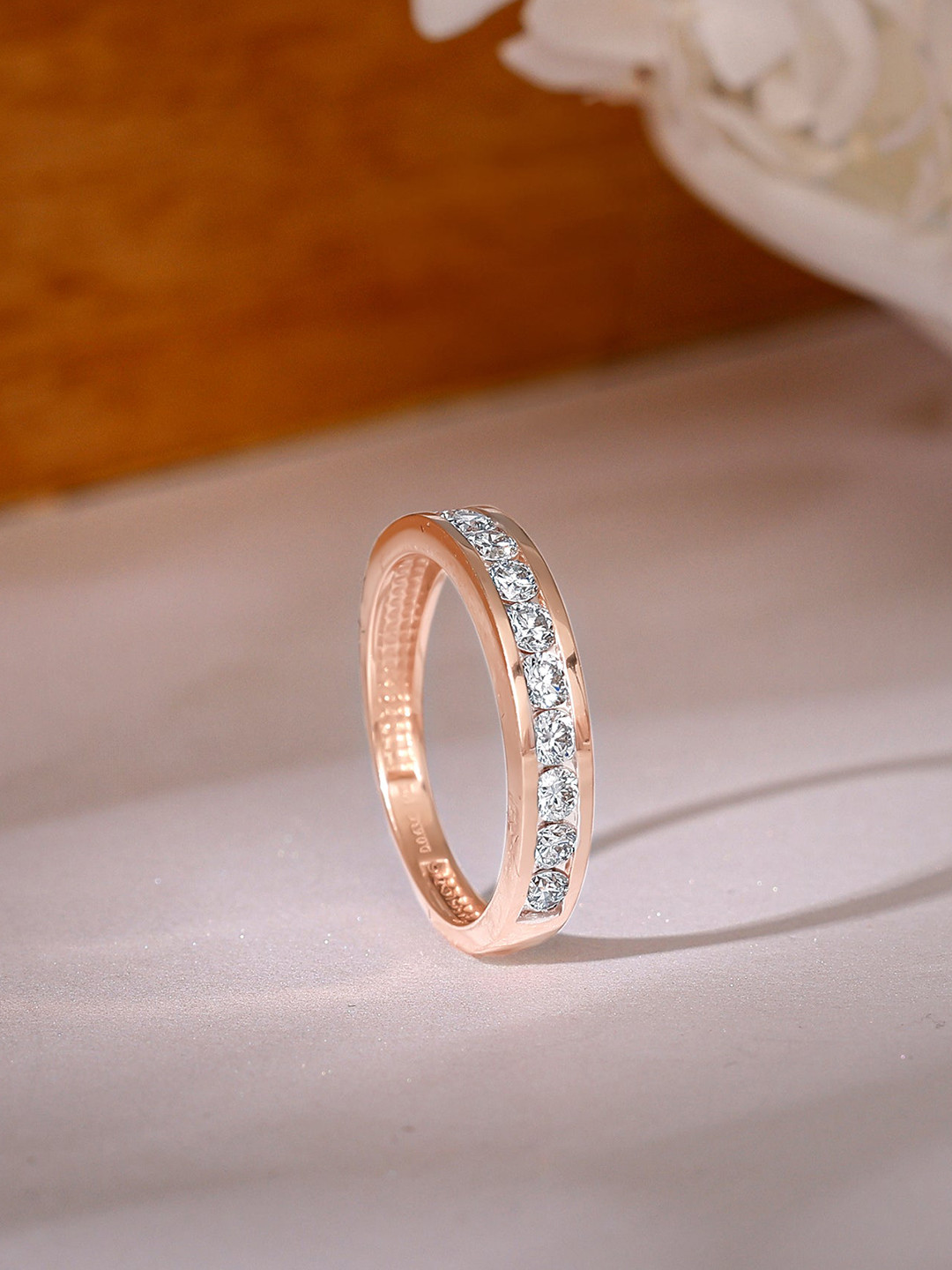 GIVA Rose Gold Glistening Amber Diamond Ring-2.994 gms