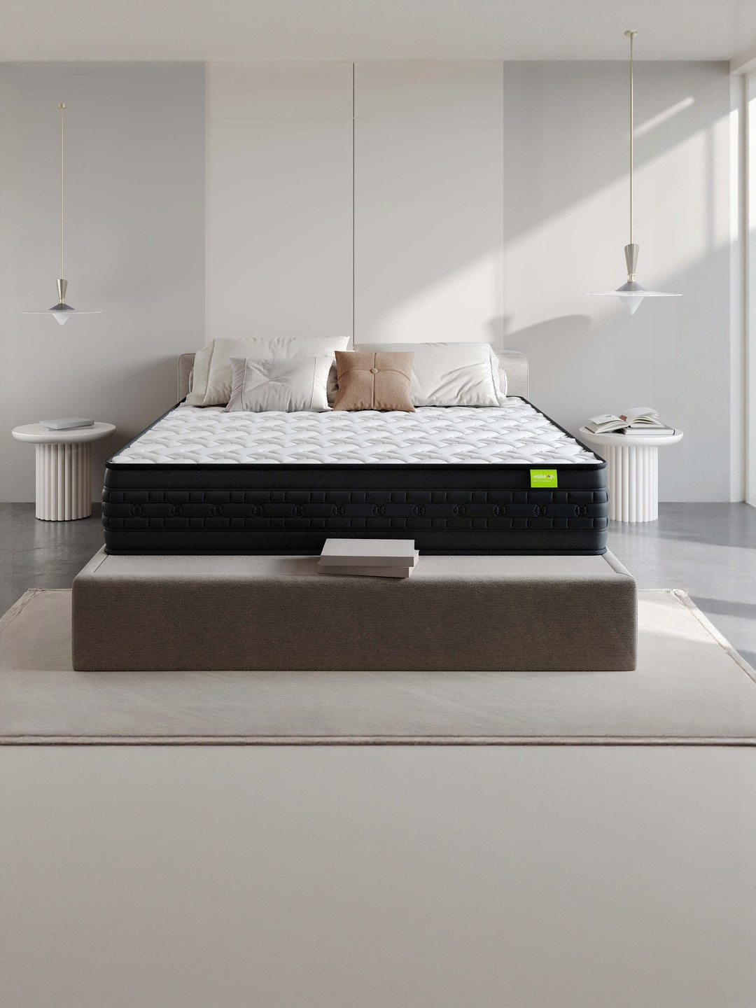 Wakeup India Riserox White & Black Quilted Zero Partner Disturbance Double Size Mattress