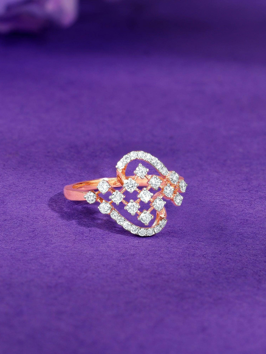 GIVA Rose Gold Heartfelt Spark Diamond Ring-2.226 gms