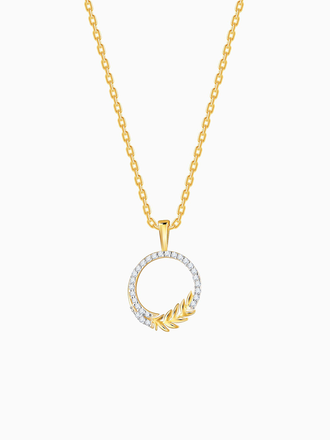 GIVA Gold Enchanted Foliage Diamond Pendant