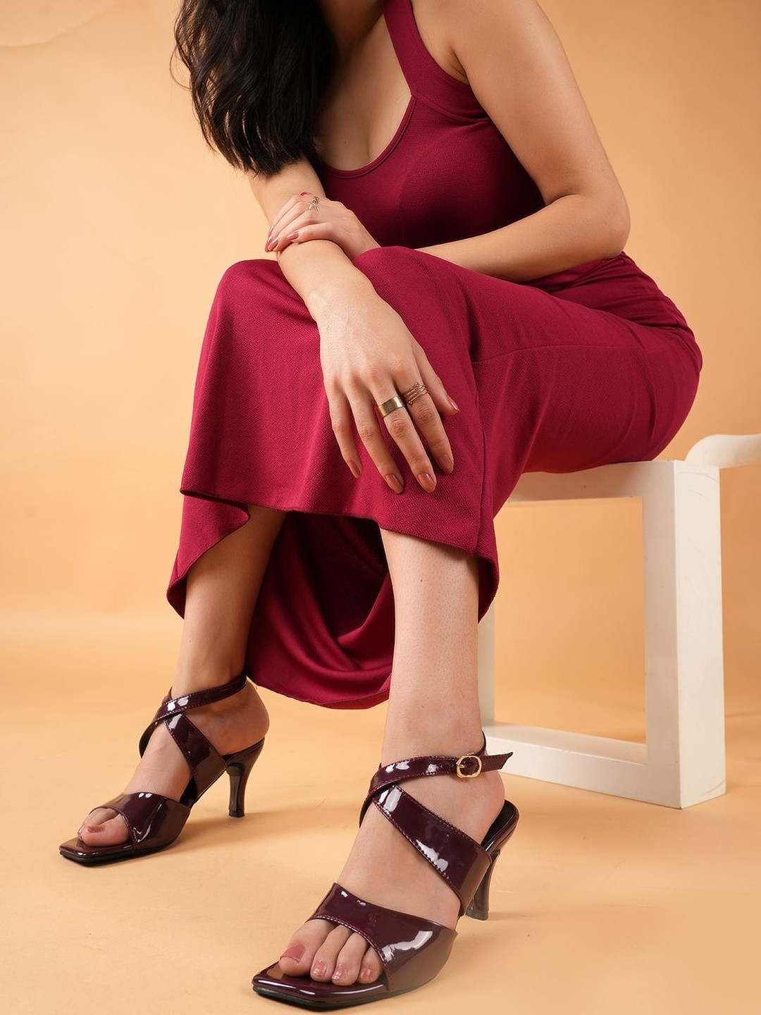 MOZAFIA Slim Sandals with Buckles & Ankle Loop