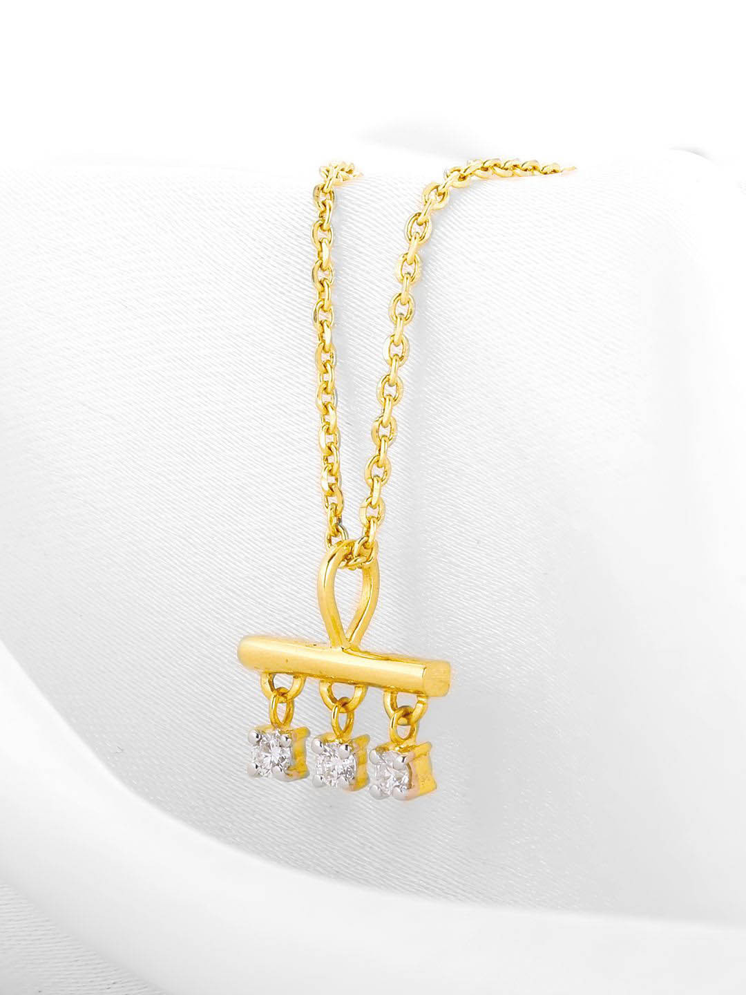 GIVA 14K Yellow Gold Honour Batch Diamond Pendant-1.07 gm without chain