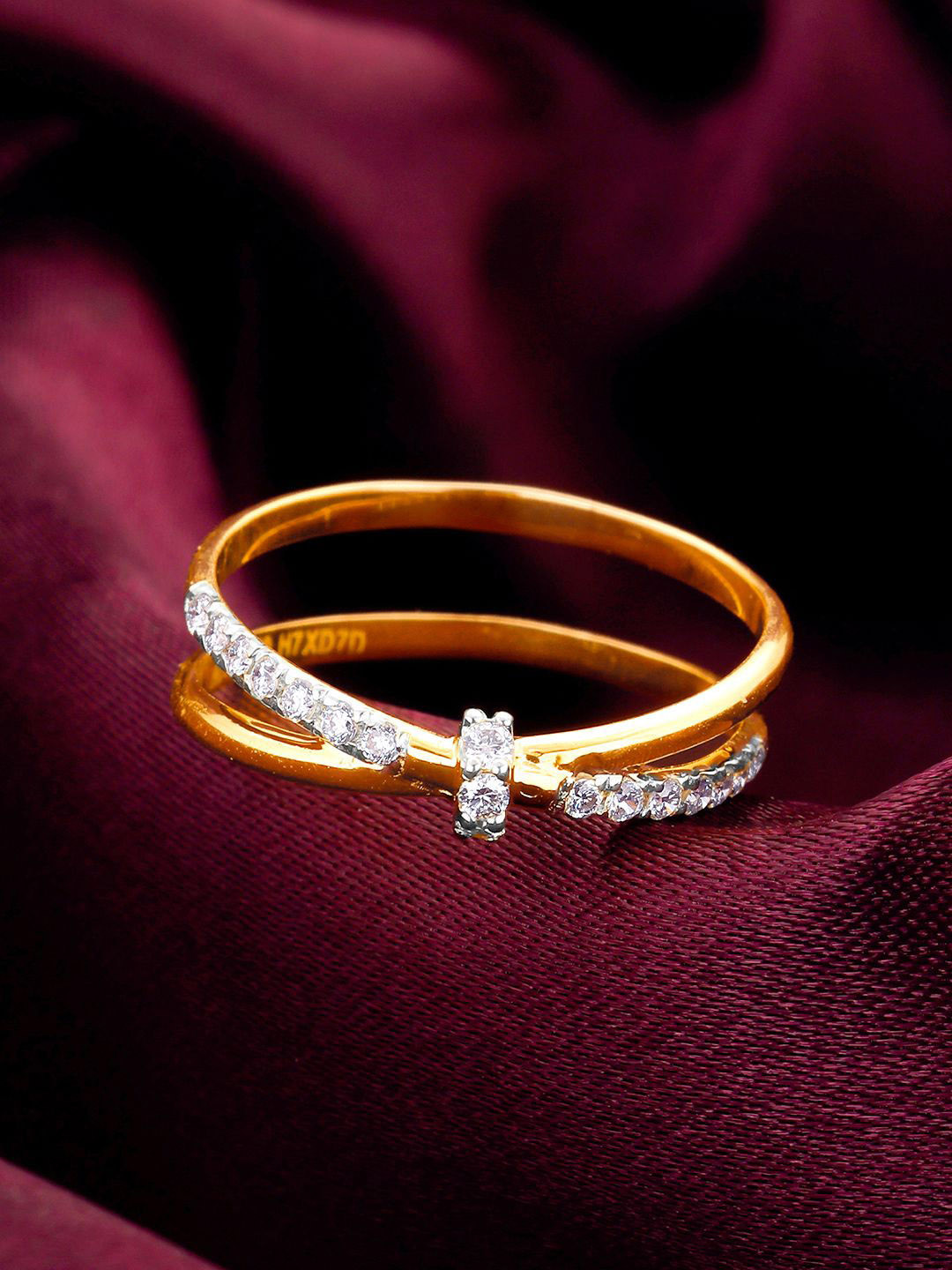 GIVA BIS Hallmark 18k Yellow Gold Diamond Ring-1.65 gms