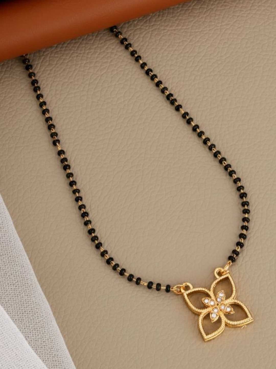 tulsi imitation Gold-Plated Artificial Stones Studded And Beaded Mangalsutra
