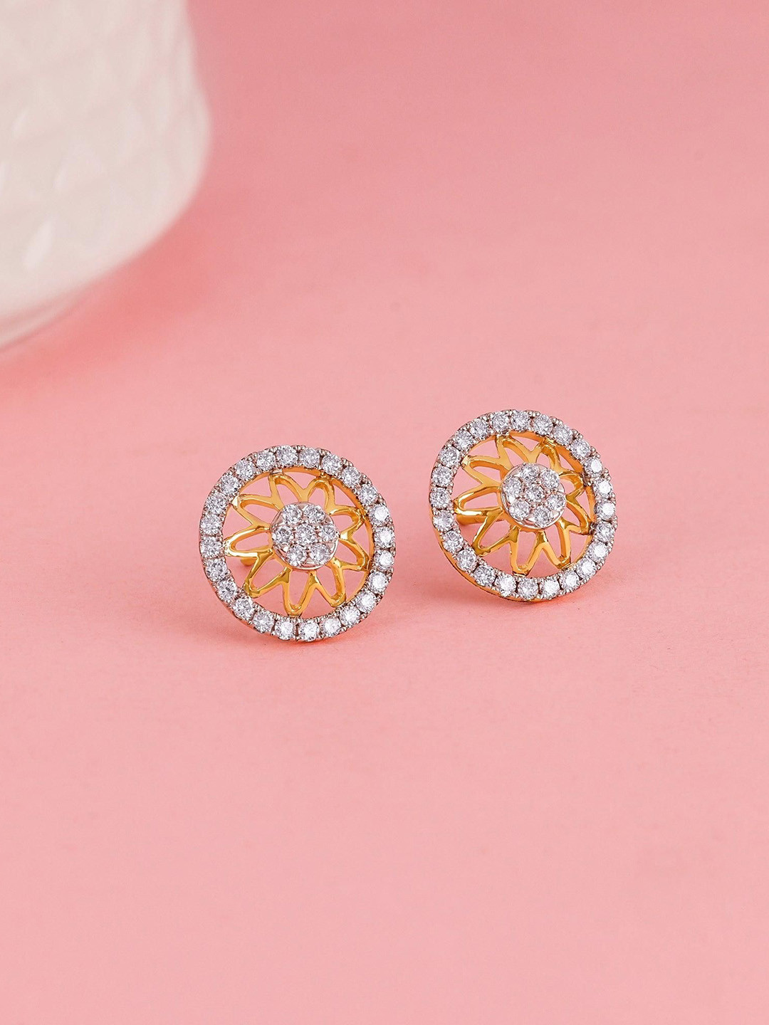 GIVA 14Kt Gold Floral Fiona Earrings Lab Grown Diamond-2 gms