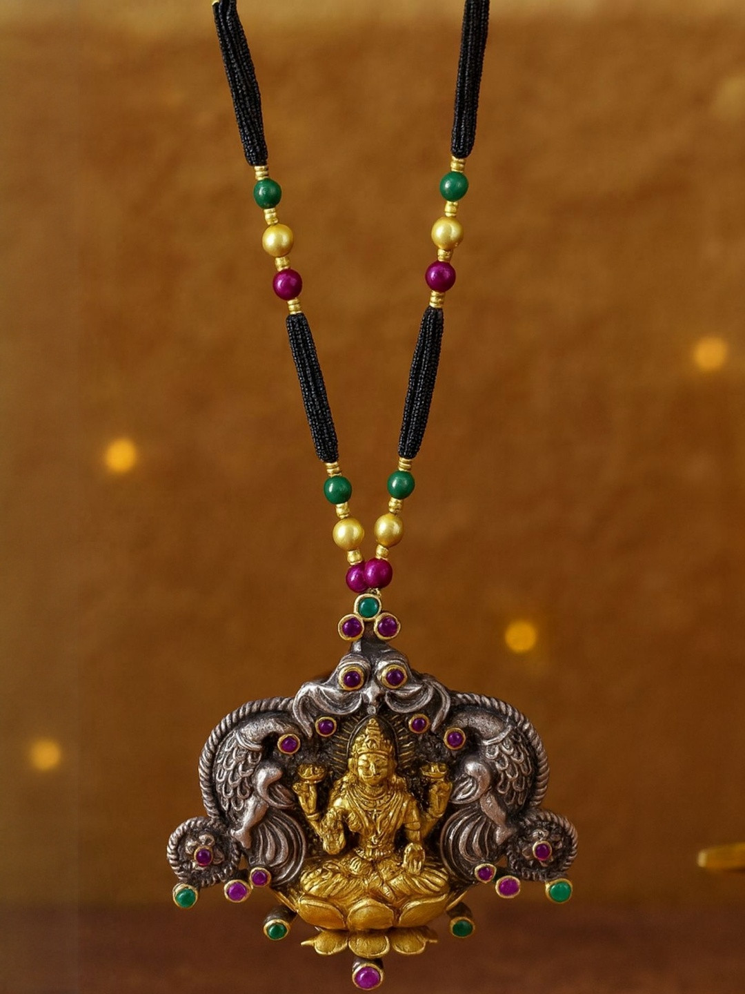 Digital Dress Room Gold-Plated Artificial Beaded Mata Laxmi Mangalsutra