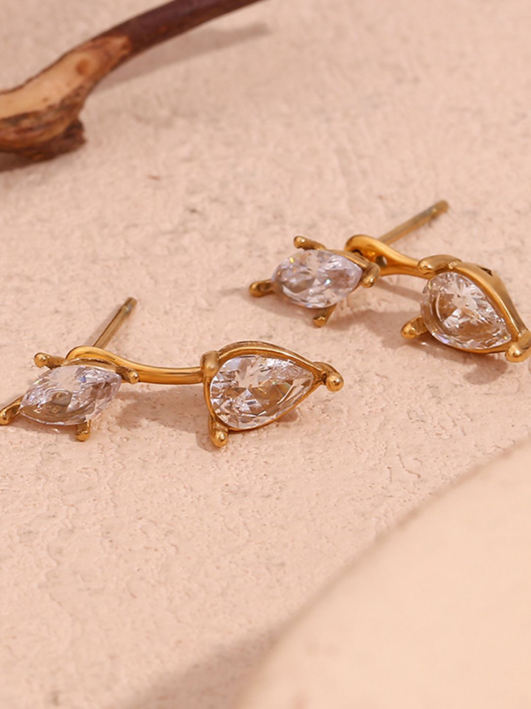 Graceful Gem Drop Earrings 18k Gold Plated Anti Tarnish