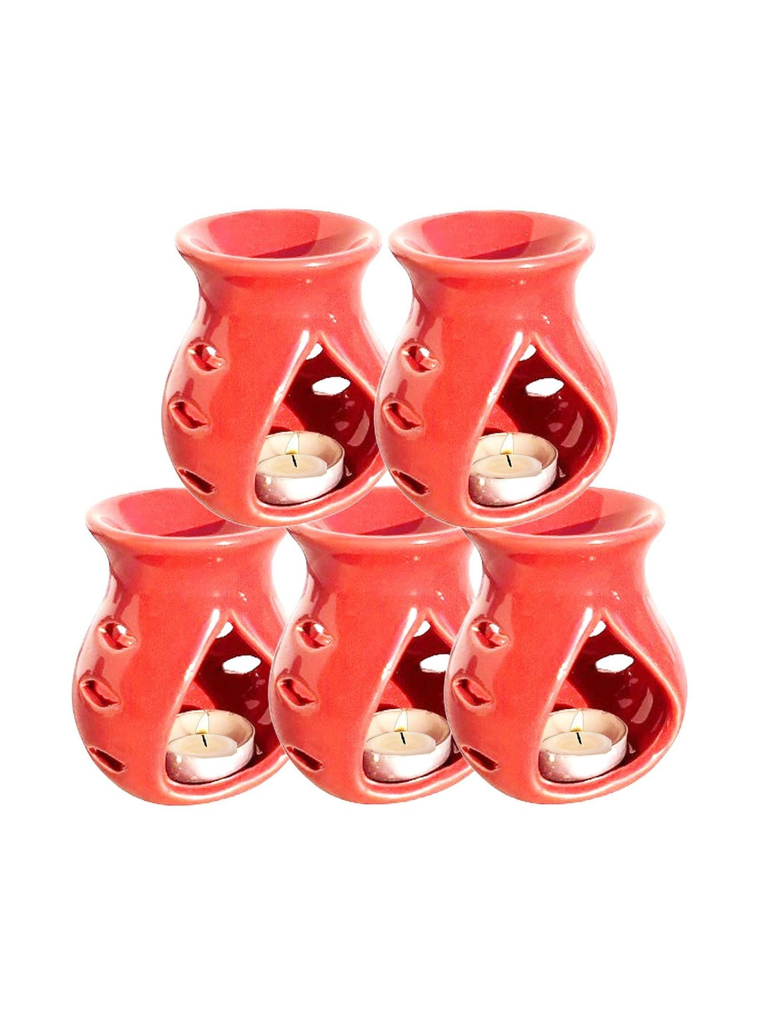 Gwan Red 5 Pieces Ceramic Aroma Oil Diffusers