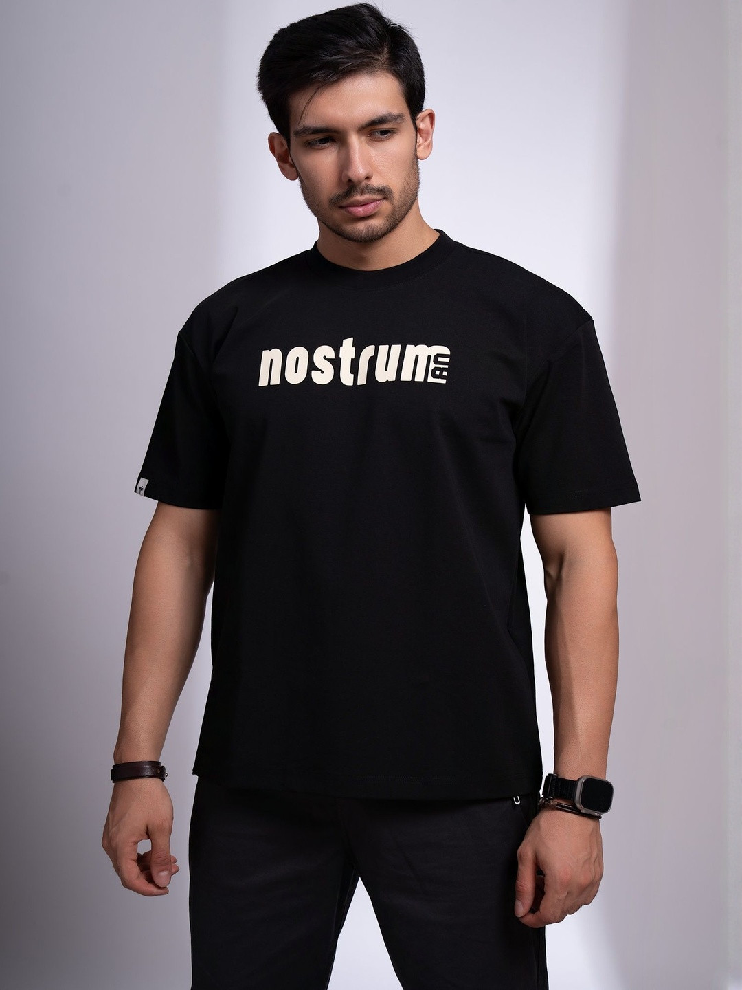 nostrum Men Typography Printed Round Neck Cotton T-shirt