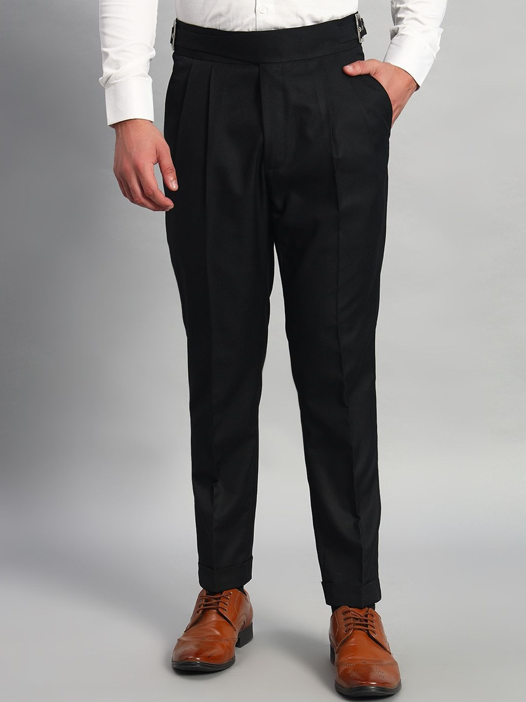 EMRIS EMPIRE Men Original Regular Fit Mid-Rise Pleated Formal Trousers