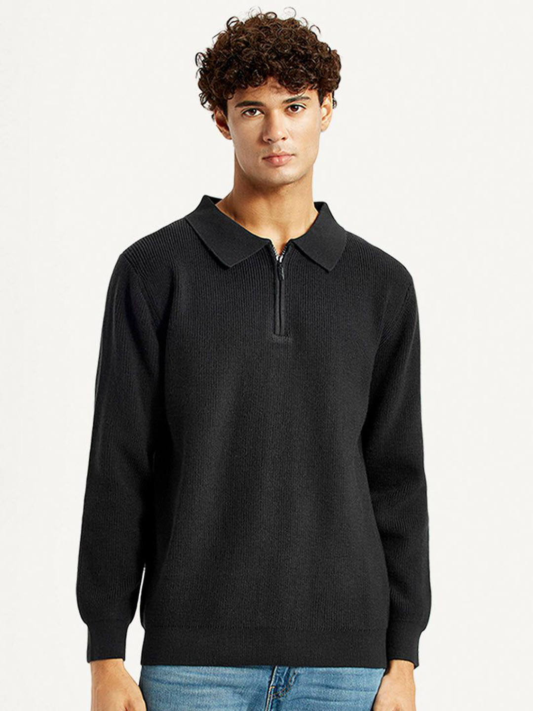 Levis Men Self Design Shirt Collar Pullover