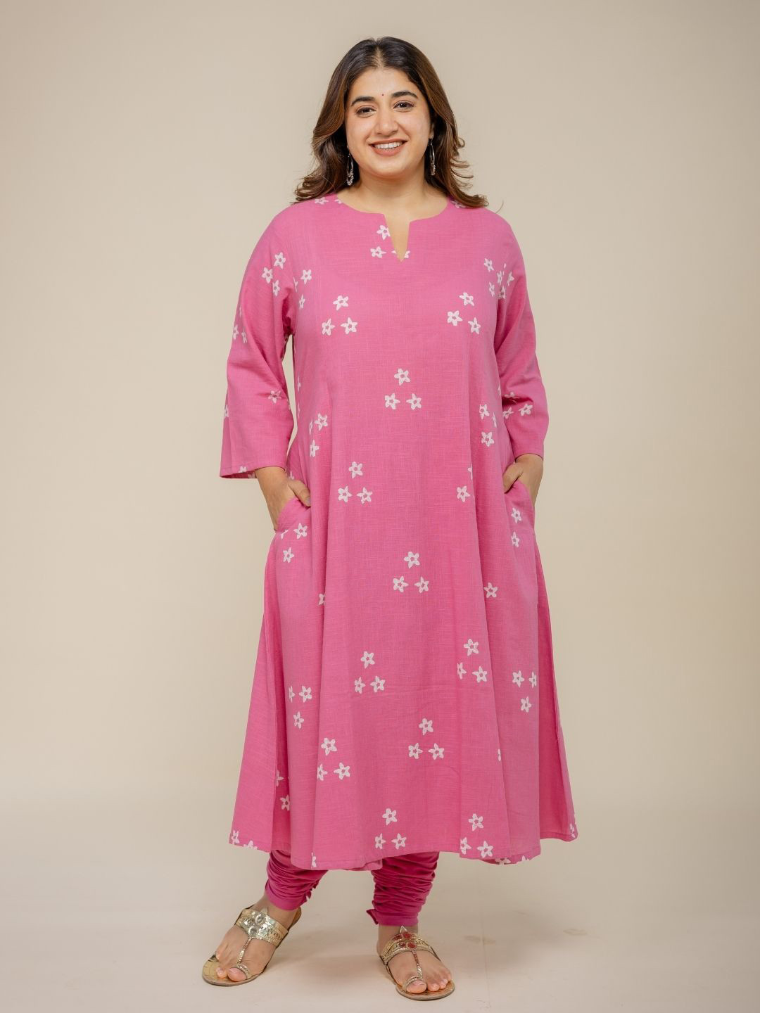 THE INDIAN ETHNIC CO Women Floral Printed Block Print Cotton Kurta