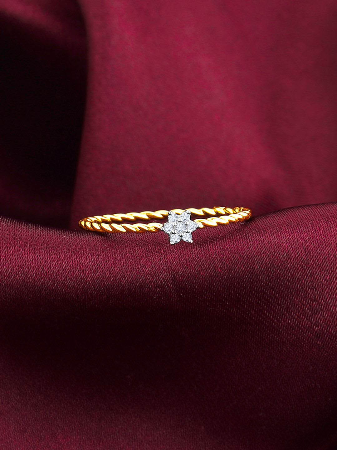 GIVA 14KT Gold Diamond Ring-0.74 gms