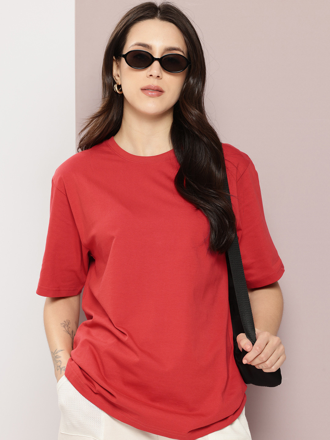 DILLINGER Womens Oversized Short Sleeve Plain Tshirt