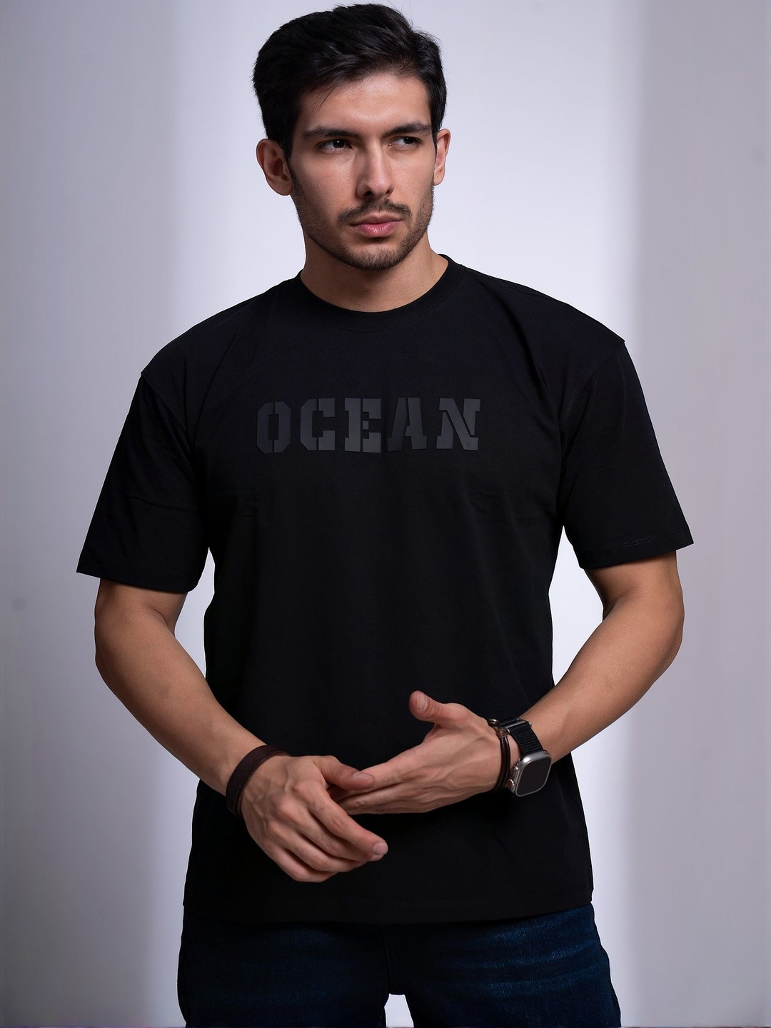 nostrum Ocean Typography Printed Short Sleeves Cotton T-shirt
