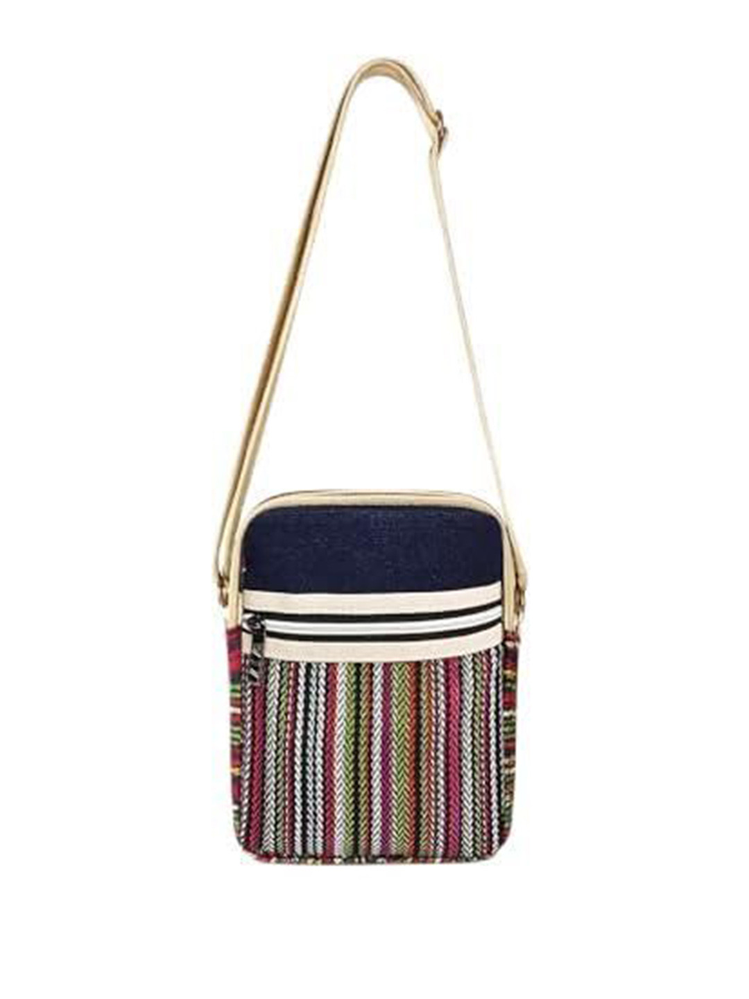 The Purani Jeans Self Design Denim Handheld Bag With Applique