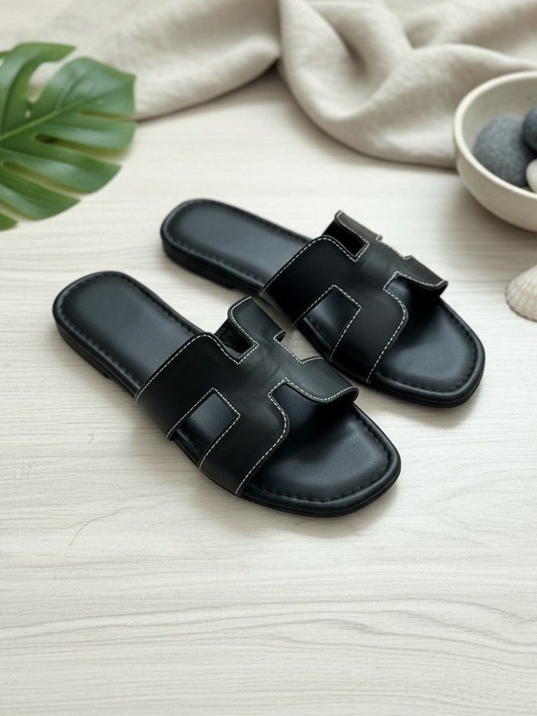 ADIVER Women Open Toe Flats with Bows