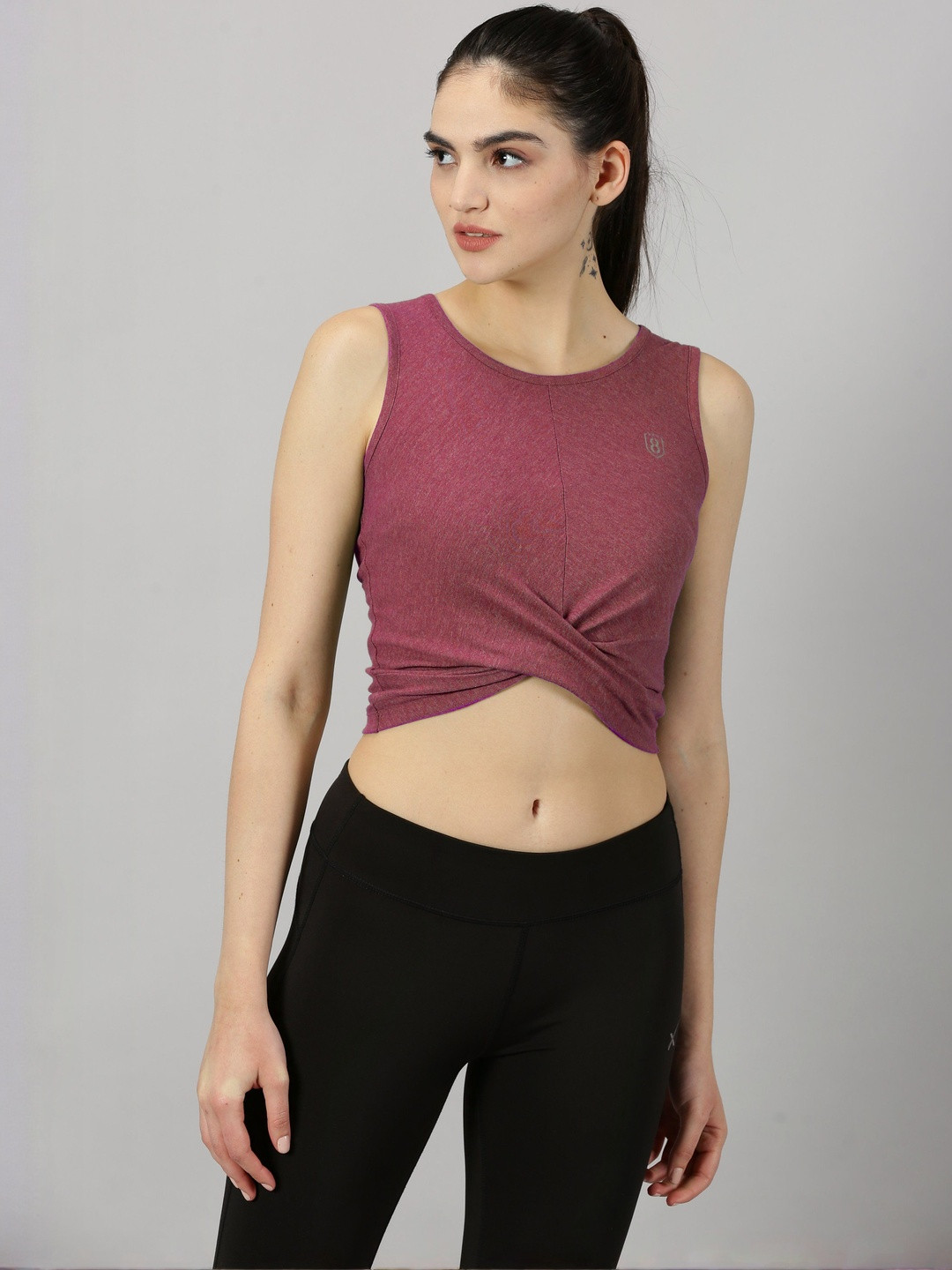 DOMIN8 Women Twisted UPF Sun Protection Eco Friendly Yoga Tank Crop Top