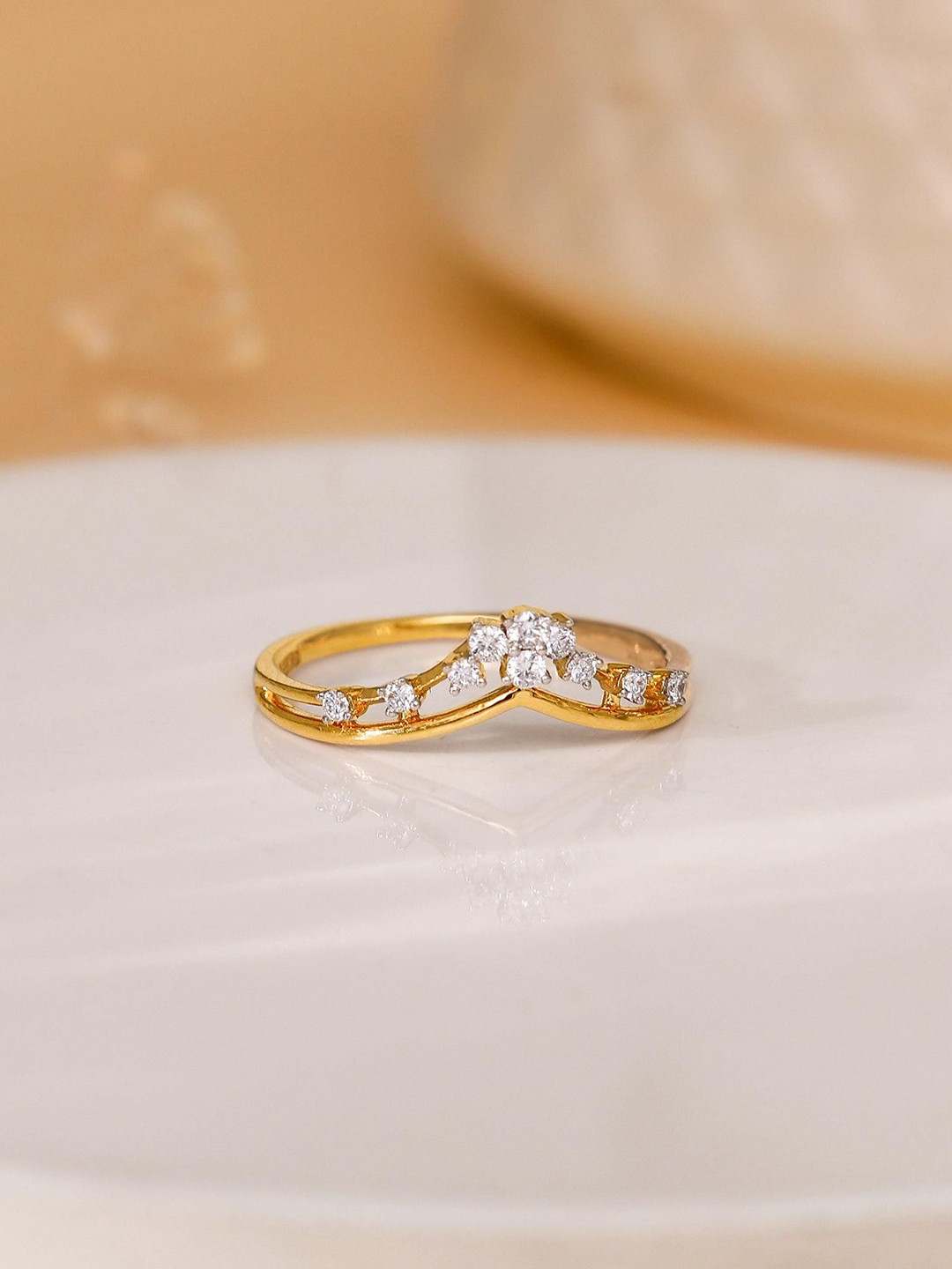 GIVA 18Kt Gold Her Enigma Ring With 0.36 Carat Lab Grown Diamond-1.65 gms