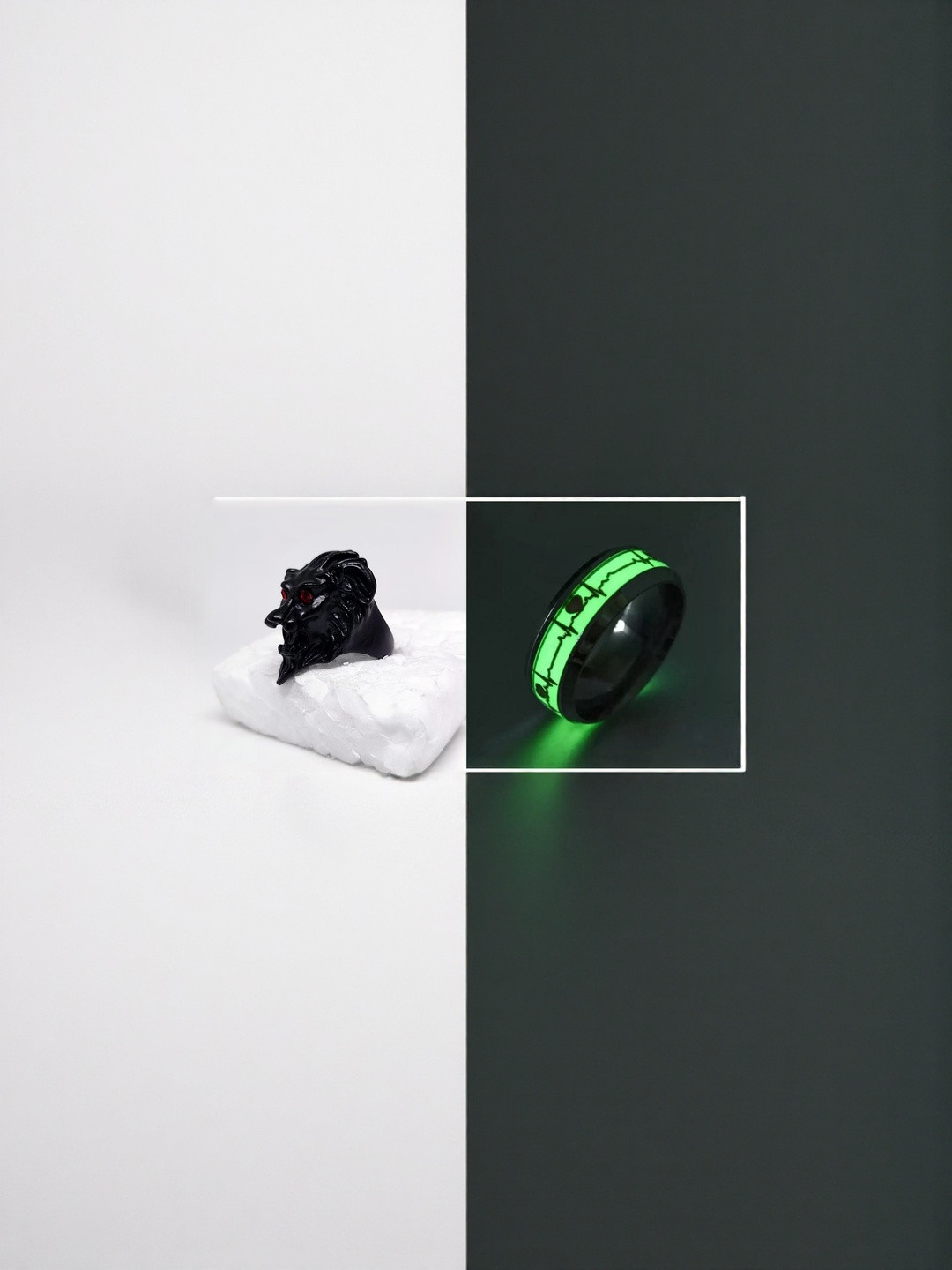 Teeragaj Set Of 2 Lion & Radium Finger Rings