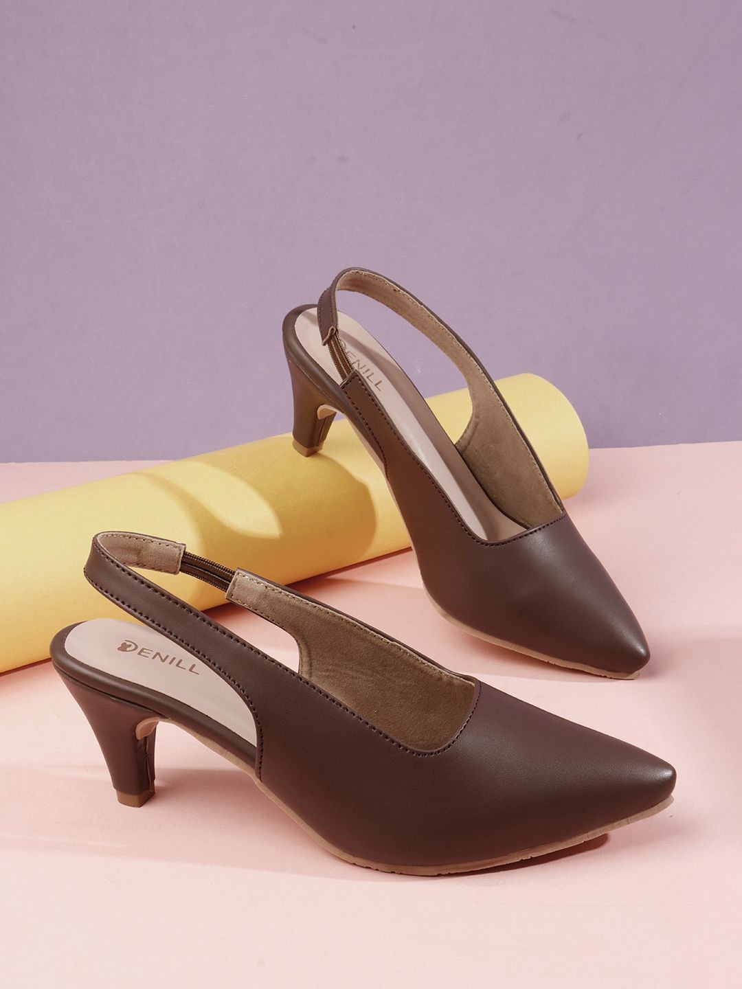 Denill Women Kitten Heel Pointed Toe Sandals