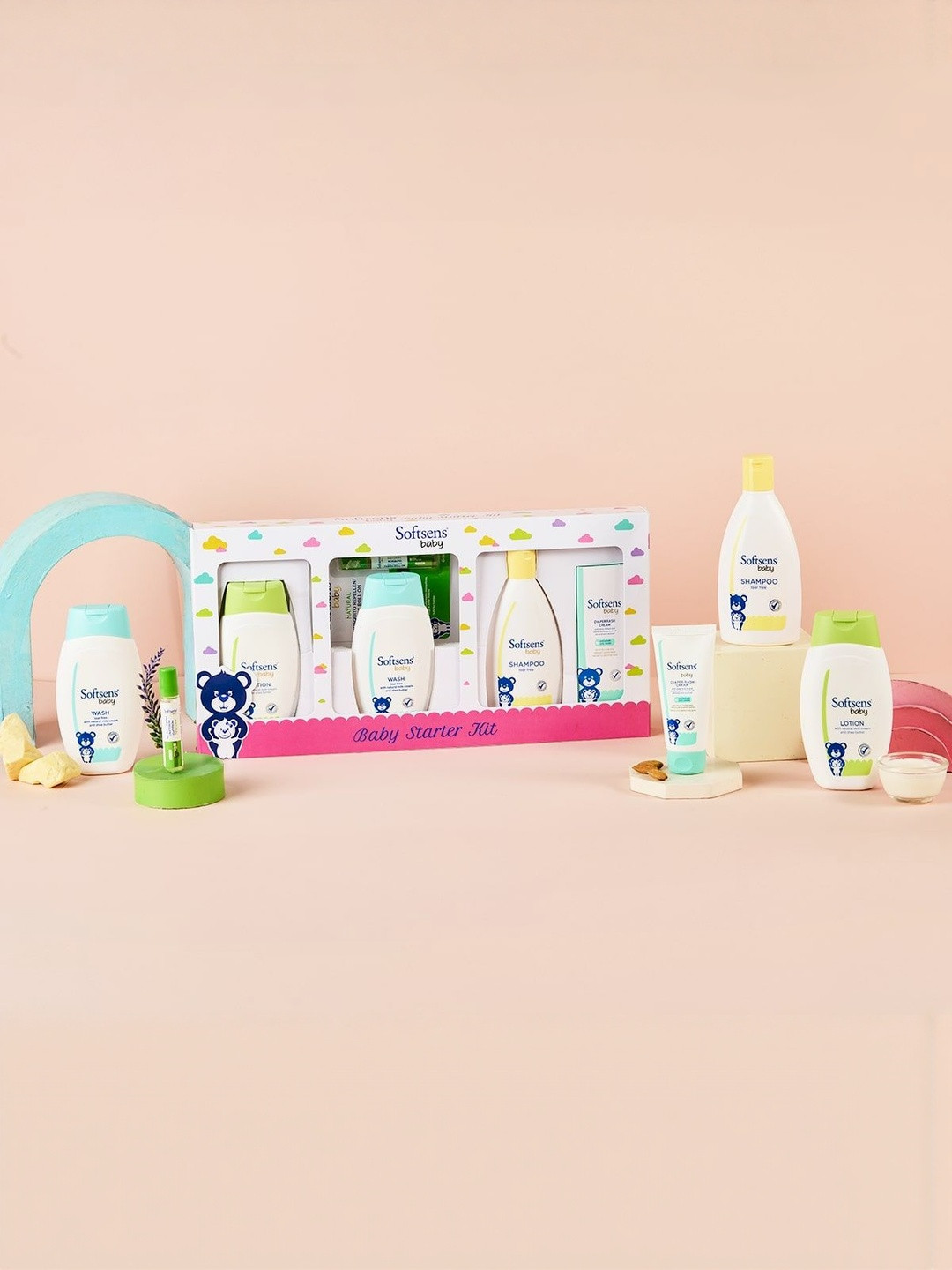 Softsens Set Of 5 Baby Shampoo, Body Wash, Rash Cream, Baby Lotion & Roll On