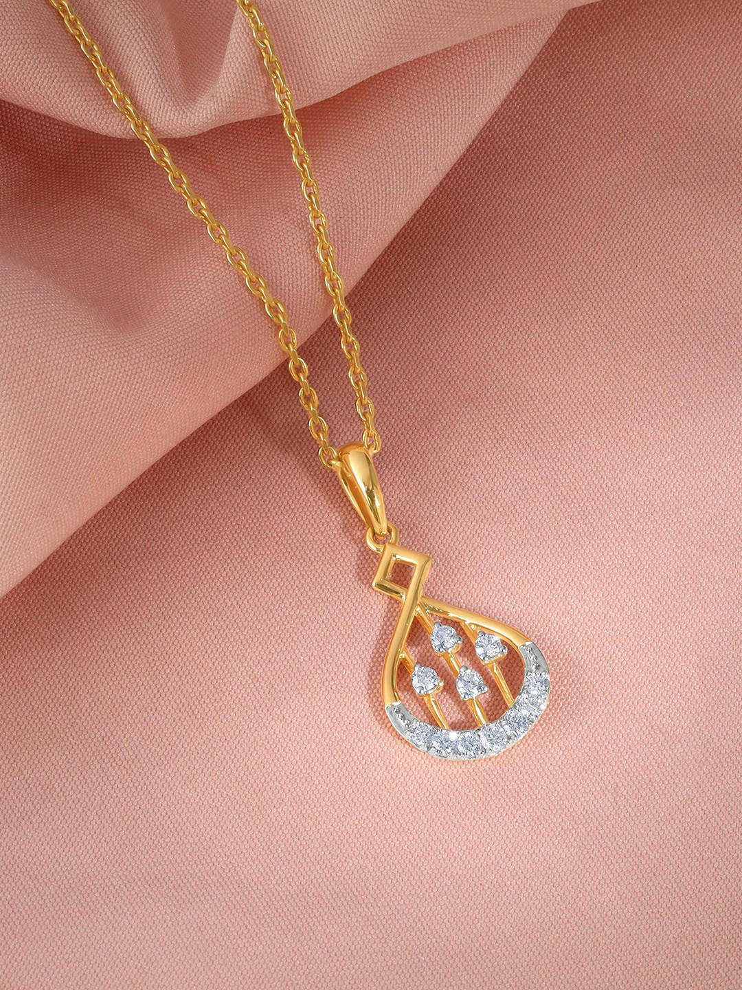 GIVA 18KT Gold Dropping Ray Diamond Pendant