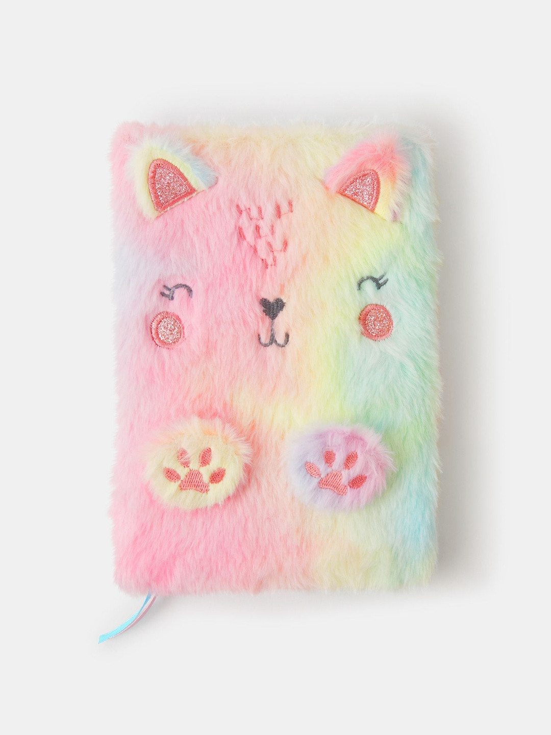 Accessorize Girls Pink Embroidered Fluffy Cat Notebook
