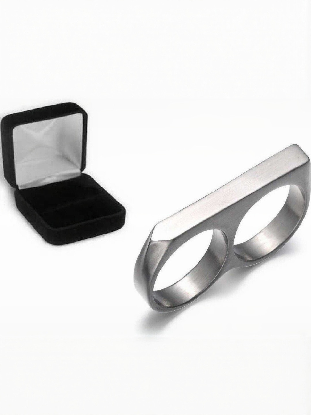 Teeragaj Silver-Toned Double Finger Ring