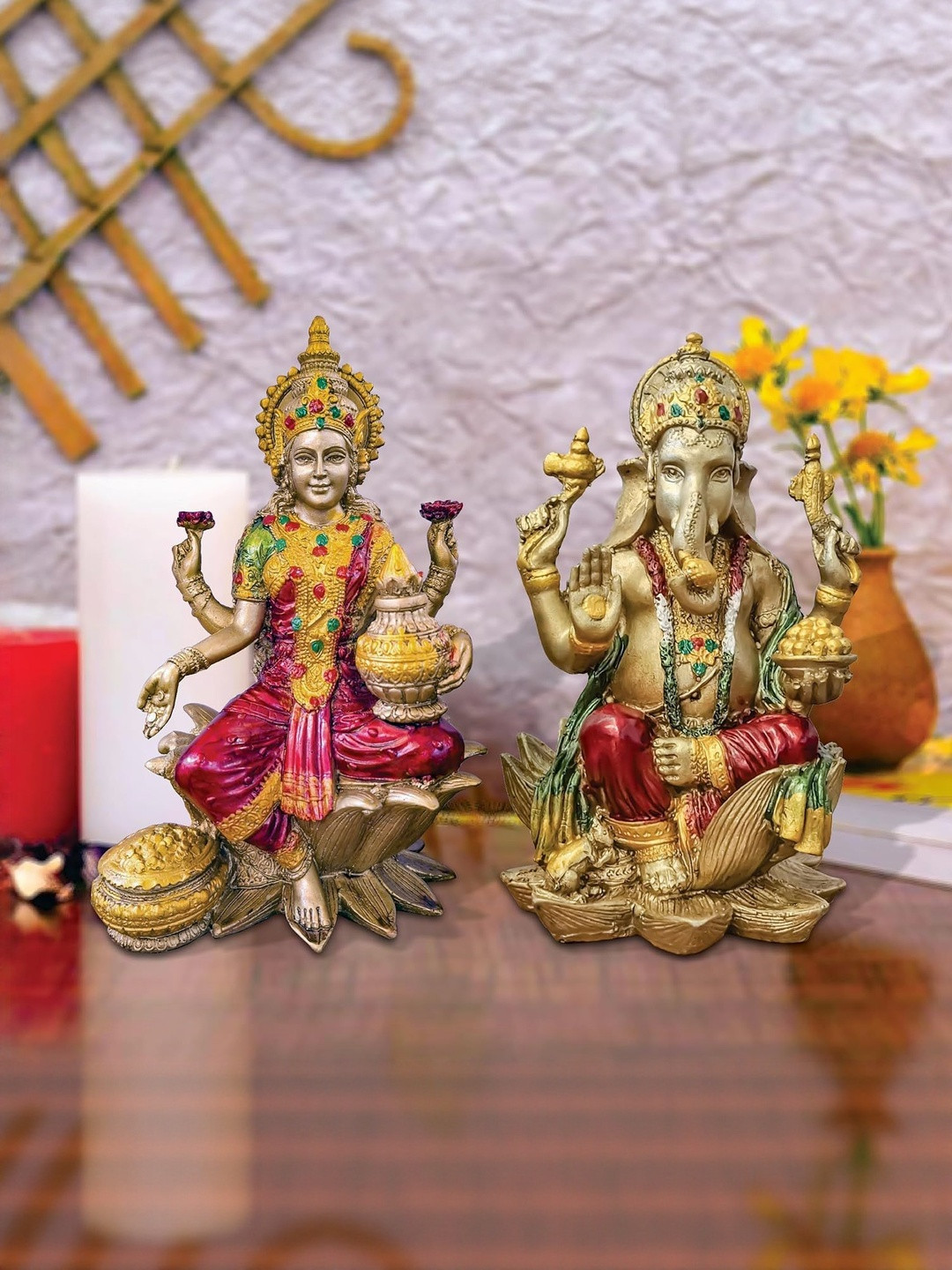 Giftplease Brown & Pink 2 Pieces Religious Idol Showpieces
