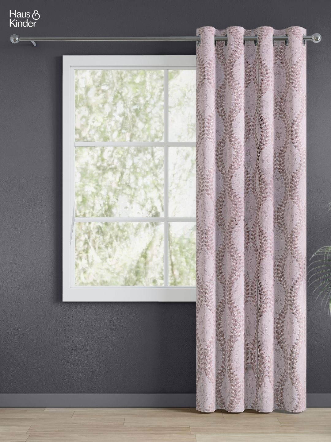 haus & kinder Sandvine Emboss Beige & Brown Printed Jacquard Room Darkening Door Curtain