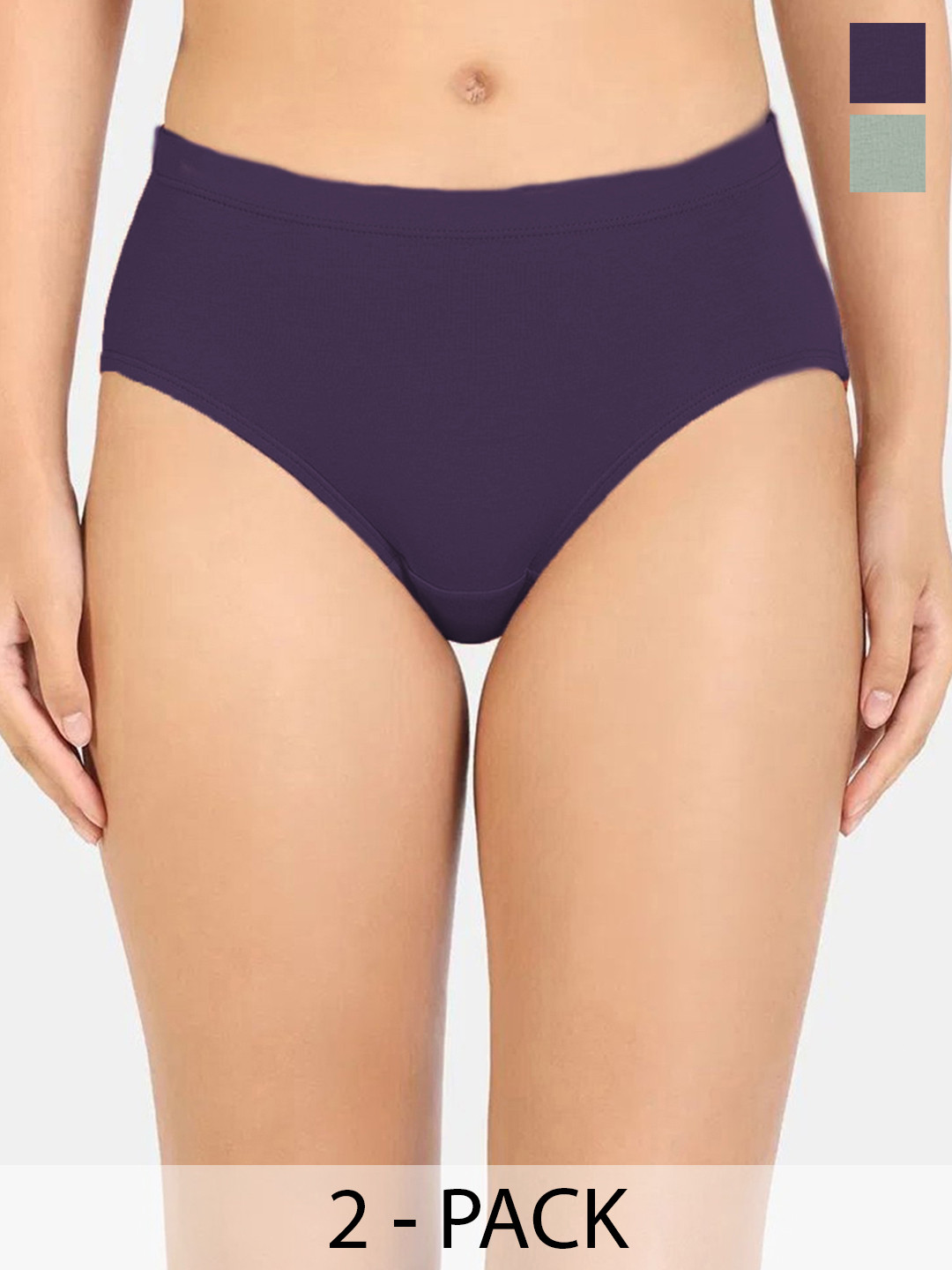 HRX by Hrithik Roshan Pack Of 2 High-Rise Bamboo Hipster Briefs WO-L2-Grey-L7-Purple-M