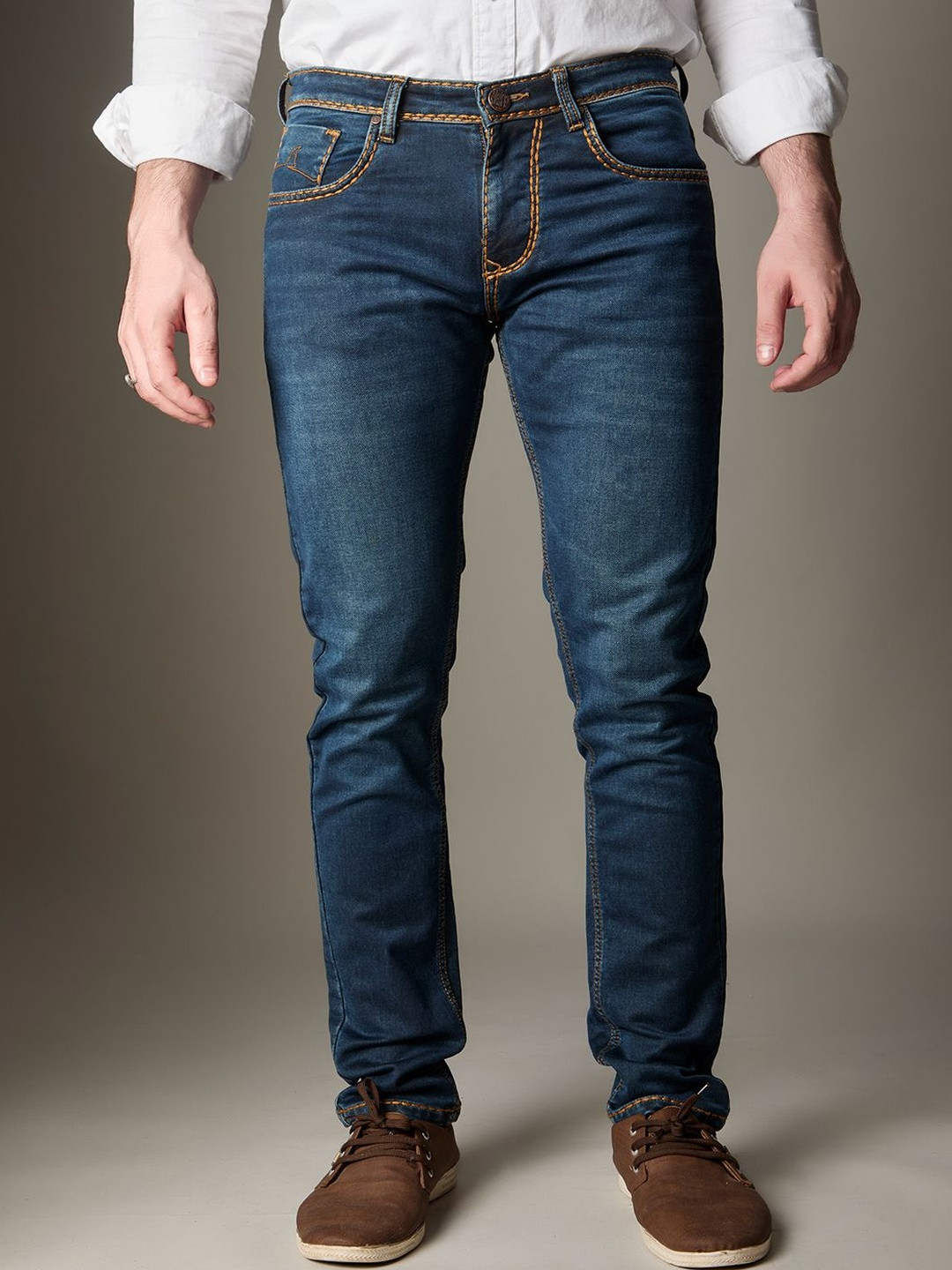 FLYING SHARK Men Jean Regular Fit Low-Rise Light Fade Printed Stretchable Jeans