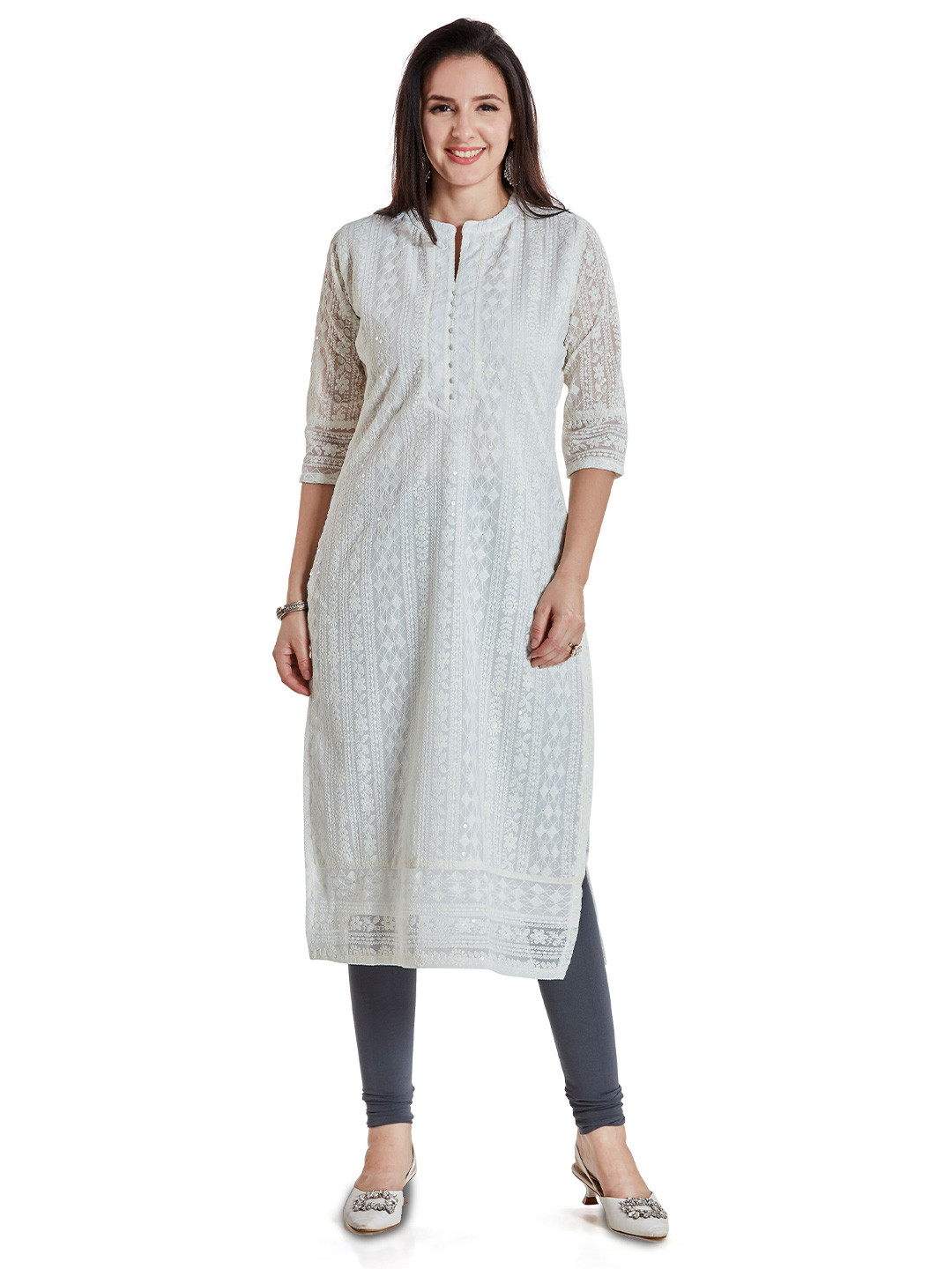 Nioni Women Georgette Chikankari Kurti