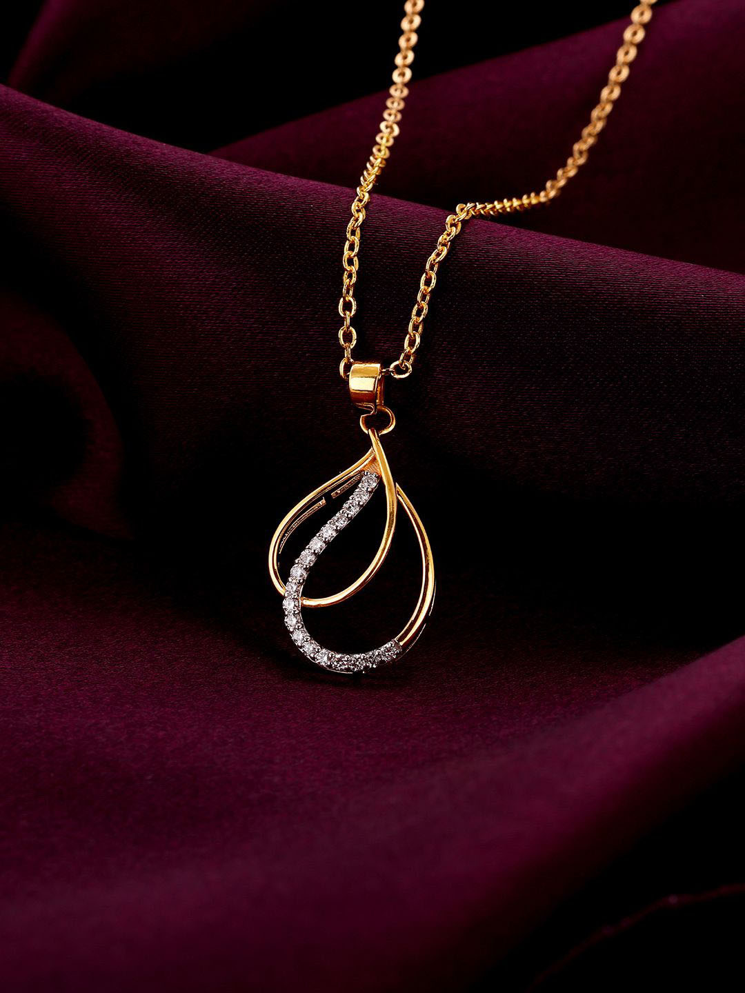 GIVA 14Kt BIS Hallmark Gold Ethereal Elegance Diamond Pendant-1.58 gms