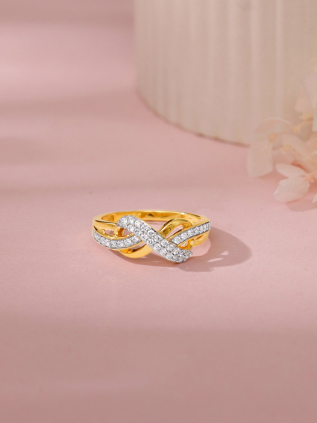 GIVA Women 14 Kt Gold Everlasting Diamond Ring-2.204 gms