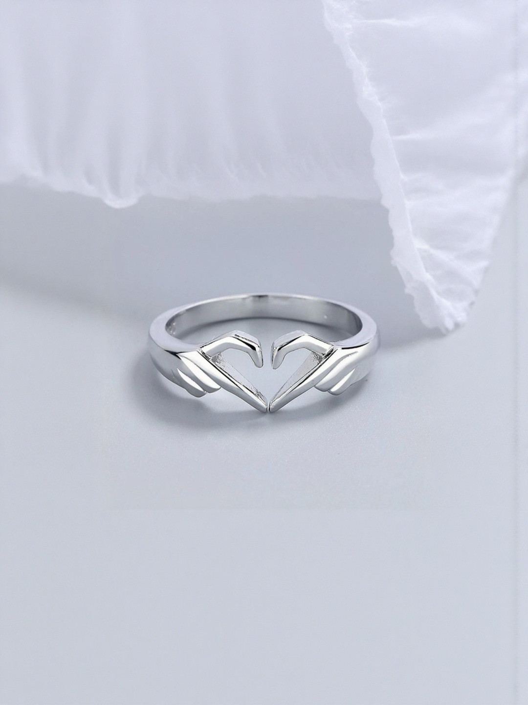 J.S ENTERPRISES Unisex Silver-Toned Stainless Steel Hand Shape Finger Ring