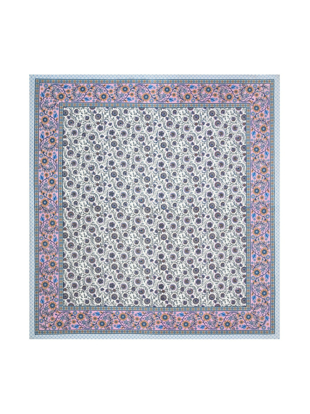 SP DESIGNS White & Pink Floral Pure Cotton 240 TC Super King Bedsheet Set-2.74 m X 2.74 m