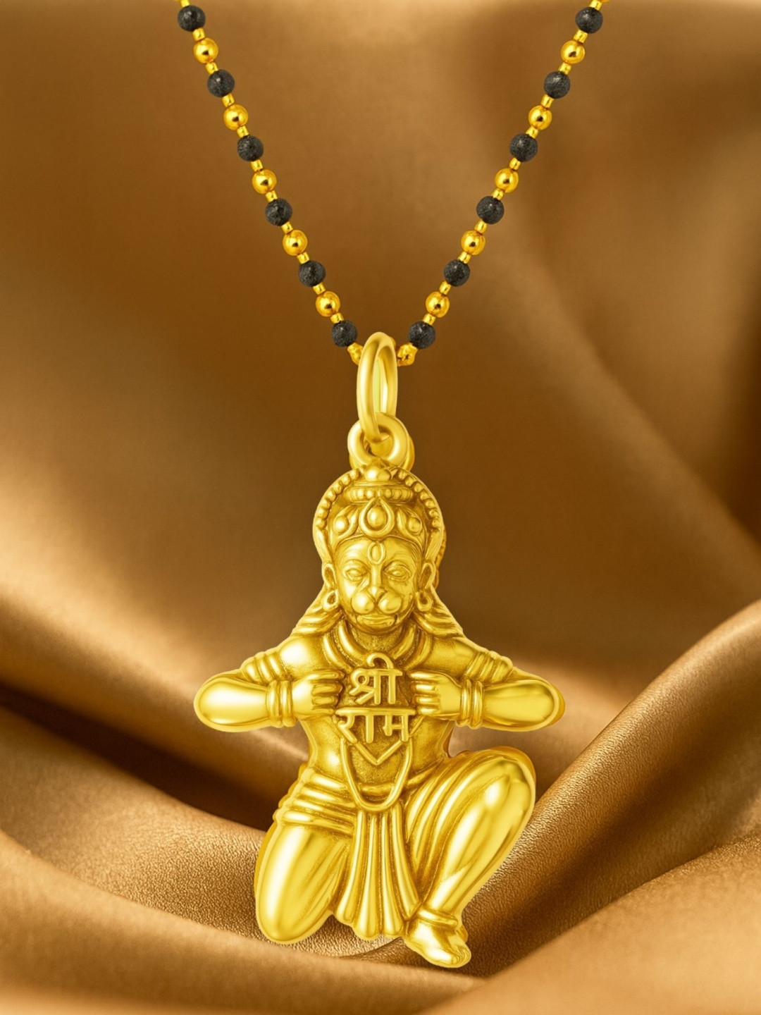 Digital Dress Room Gold-Plated Artificial Beaded Lord Hanuman Mangalsutra