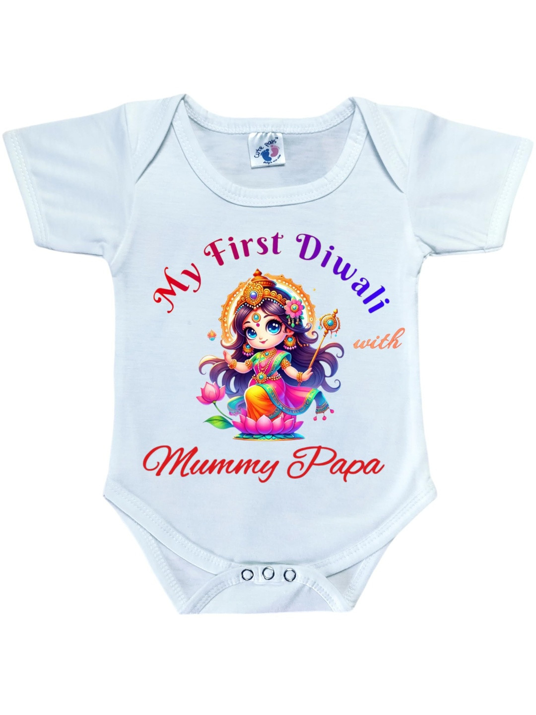 Cute Pals Infants My First Diwali With Mummy And Papa Printed Cotton Romper