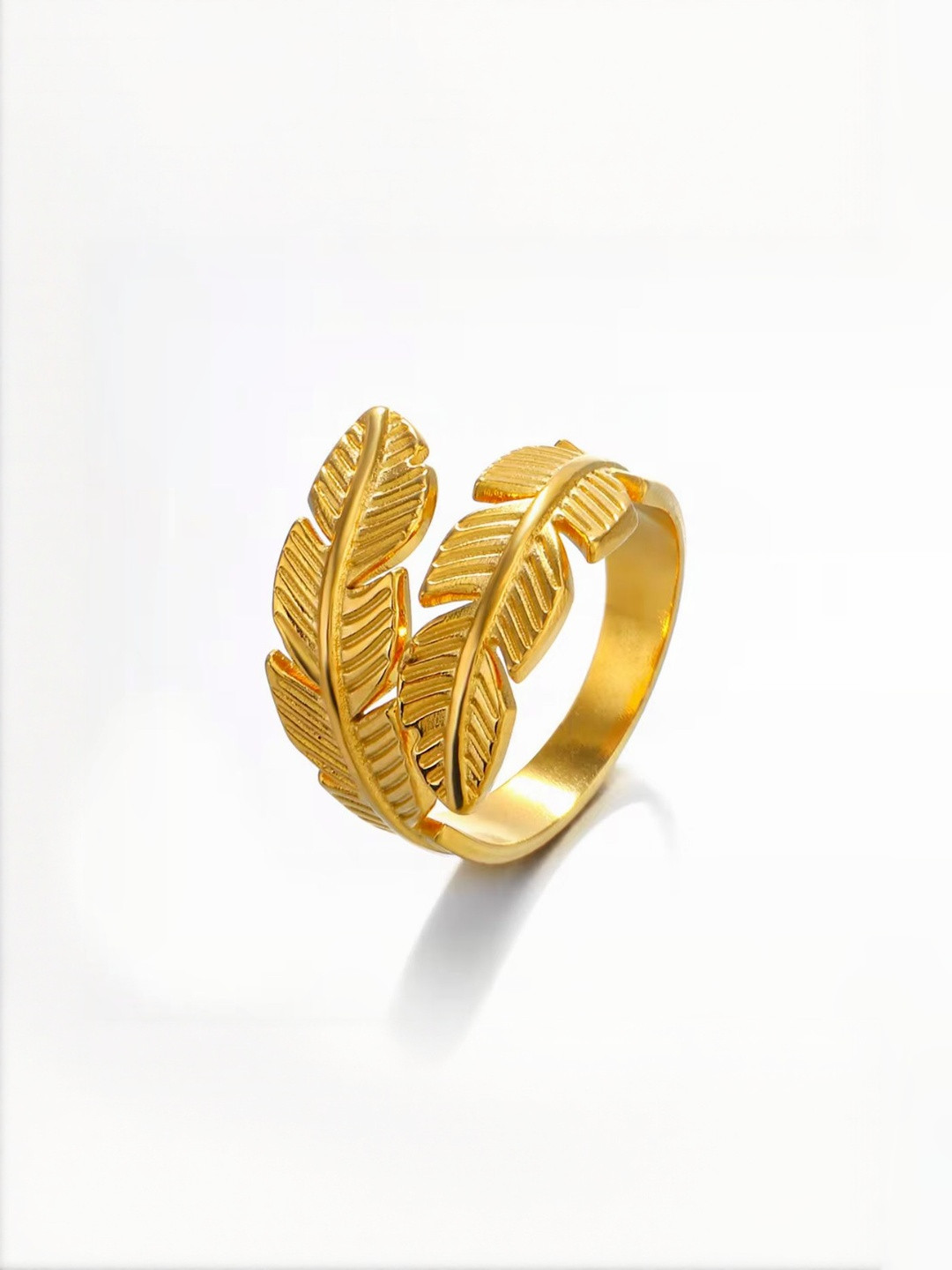 Nitant Women Leaf Style Adjustable Stainless Steel Finger Ring