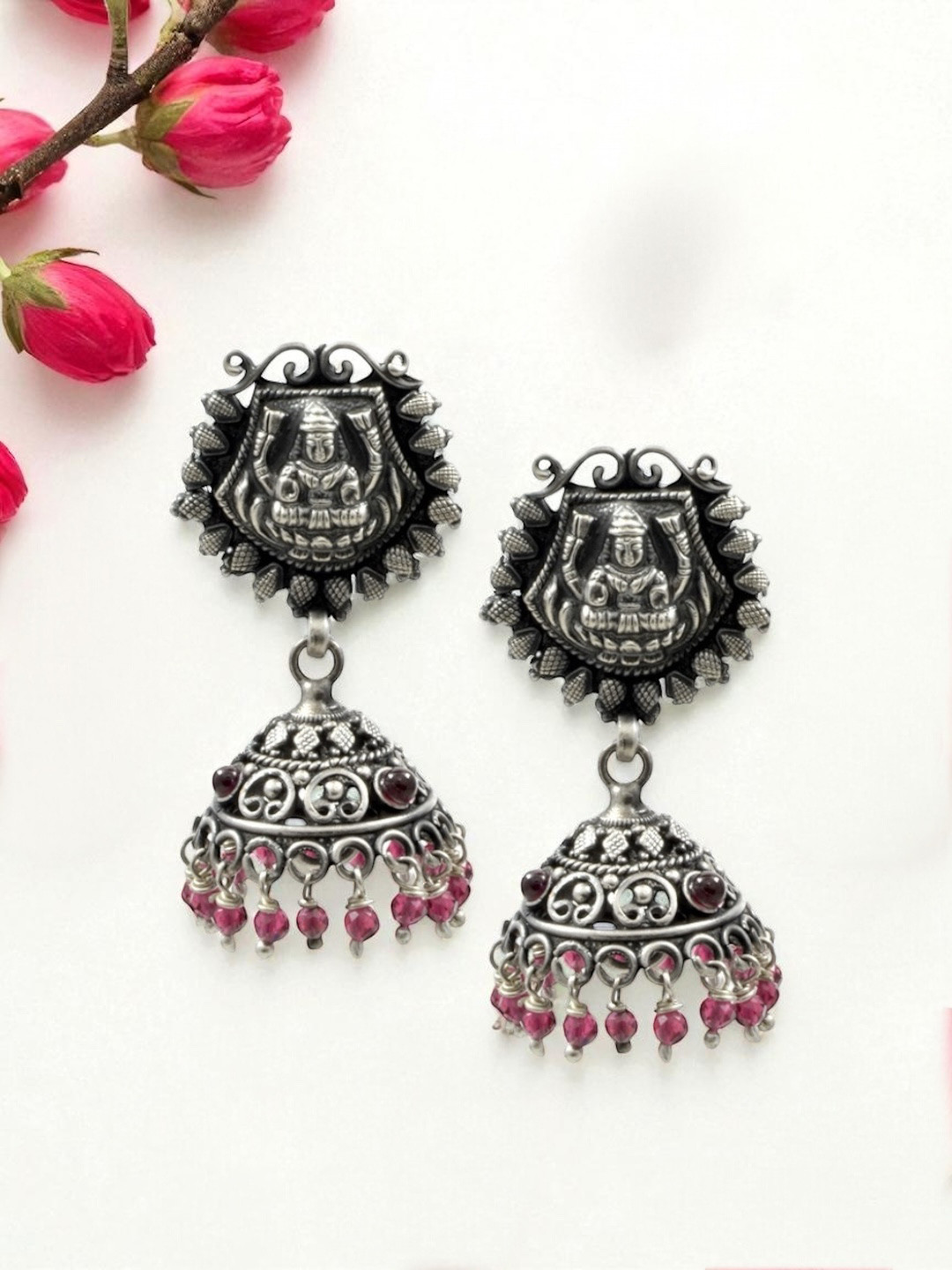 Azita 925 Sterling Silver Dome Shaped Jhumkas