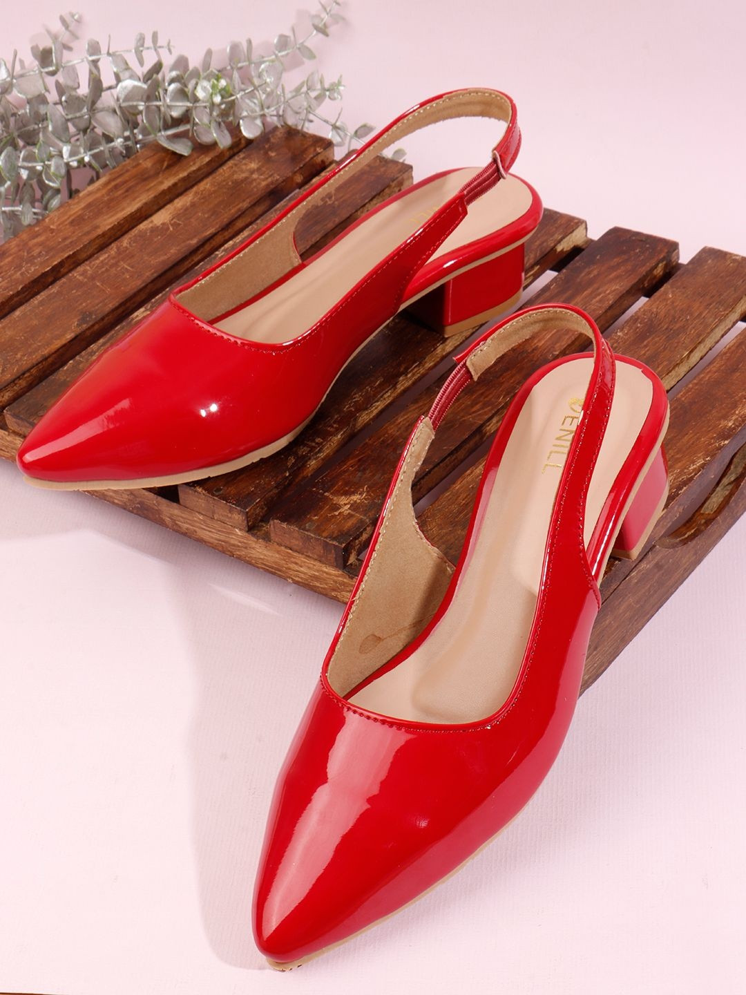 Denill Women Solid Synthetic Patent Block Sandals