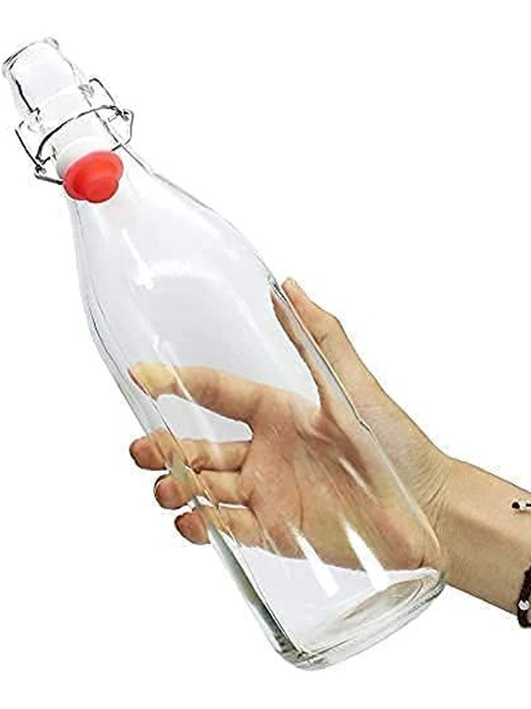 Virtuous Transparent 3 Pieces Glass Solid Water Bottles With Air Tight Cap -1000ml Each