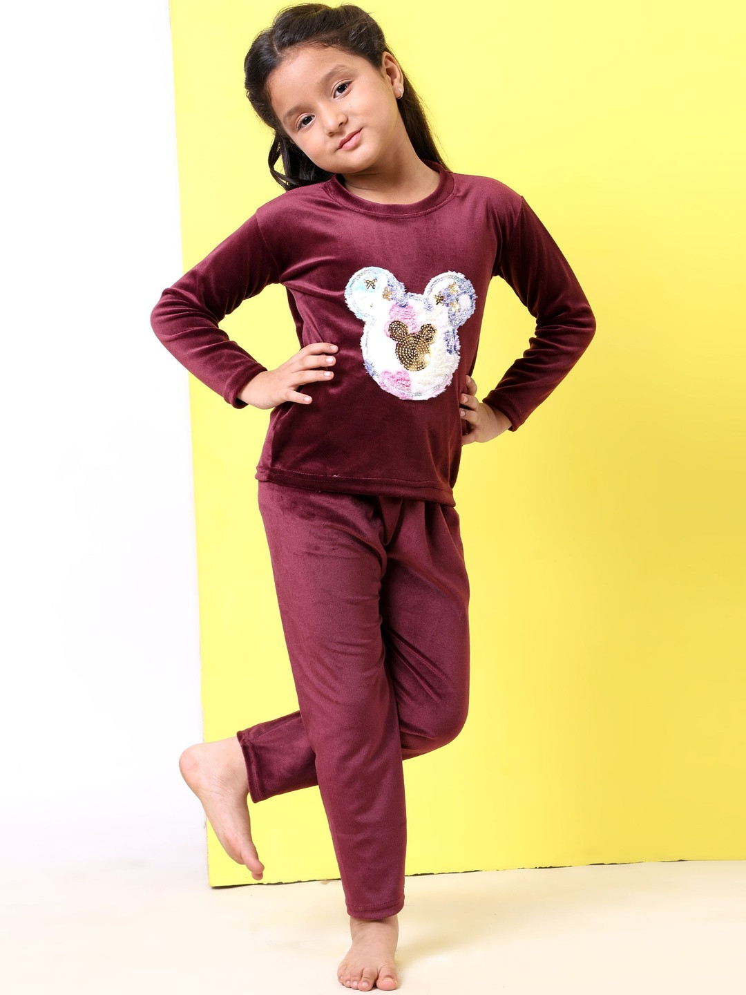 AVYAY Kids Cartoon Characters Printed Round Neck Top & Printed Night suit