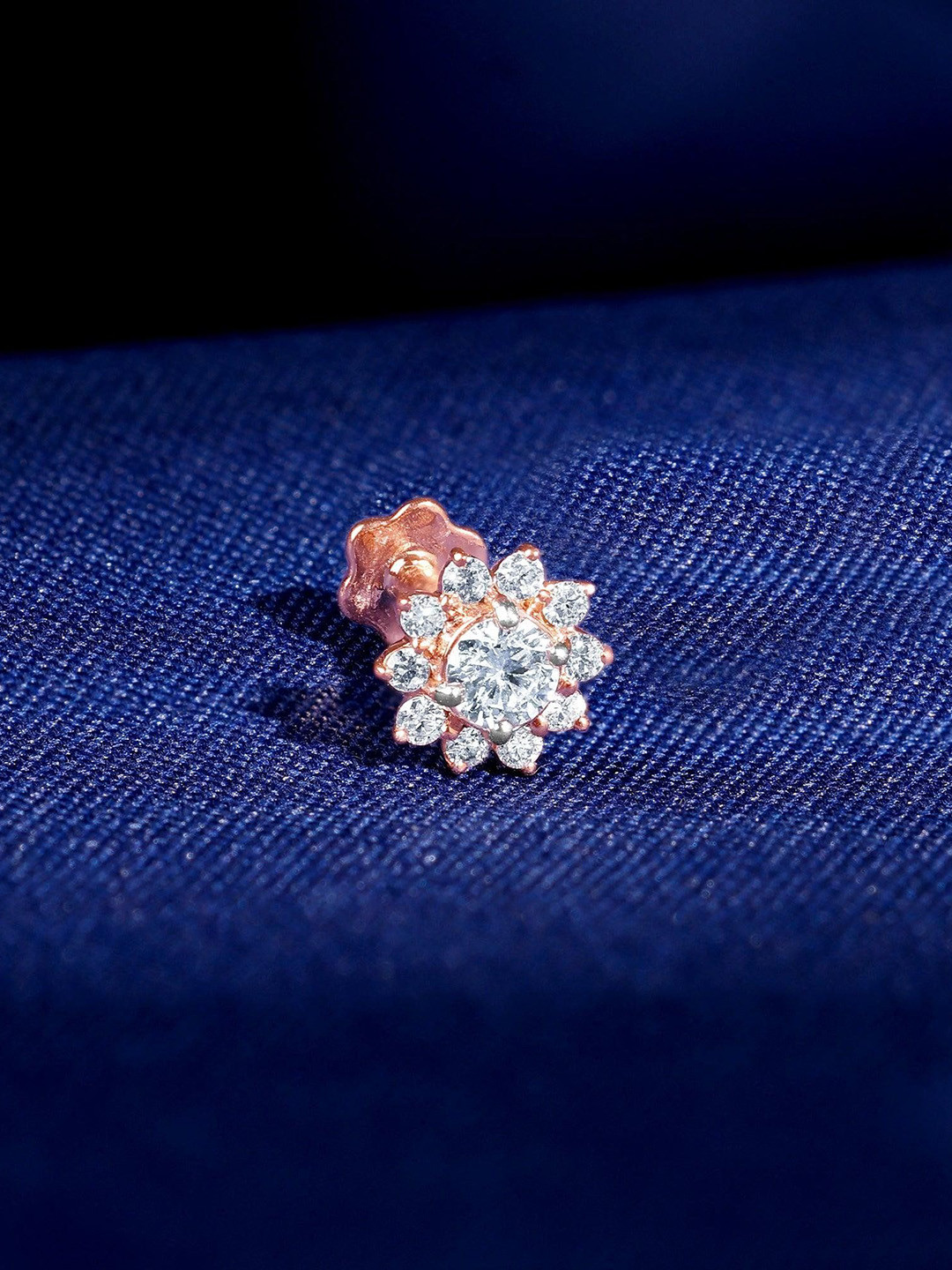 GIVA Sunstar Women 18 Kt Rose Gold Lab Grown Diamond Nose Pin-0.45 gms